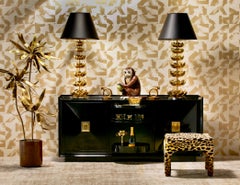 Paar Hollywood-Regency- Lotus-Lampen aus Messing von Feldman Lighting, ca. 1960er Jahre