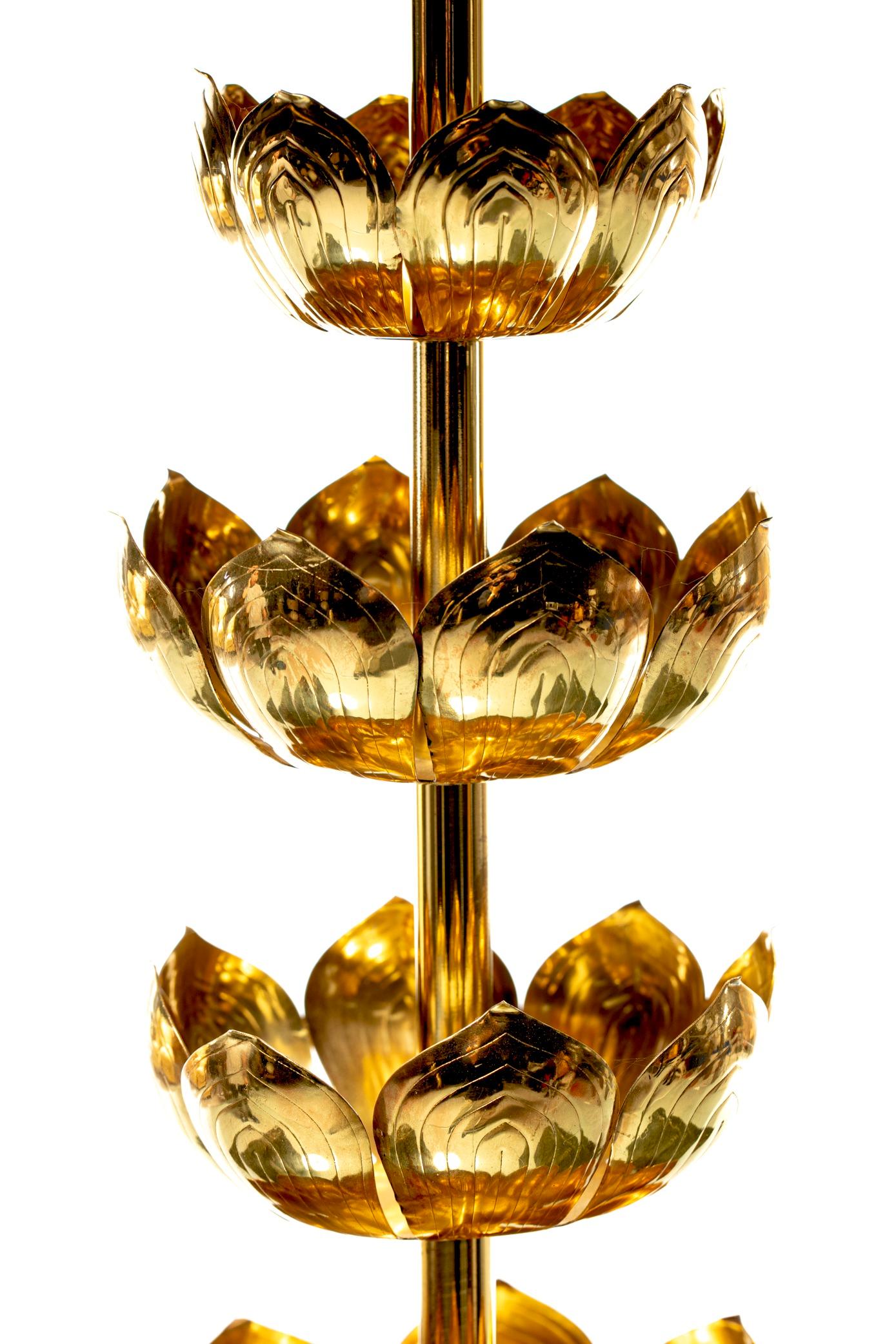 1970s hollywood regency lotus lamp