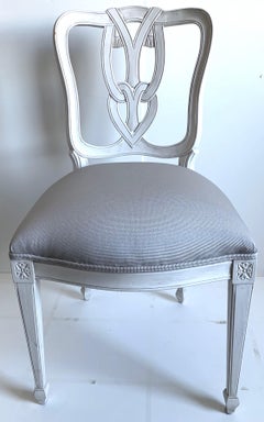 Pair of Hollywood Regency Tassel-Motif White Side Chairs