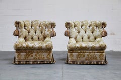 Pair of Hollywood Regency Tasseled Armchairs by Erwin Lambeth, 1960s, Signed