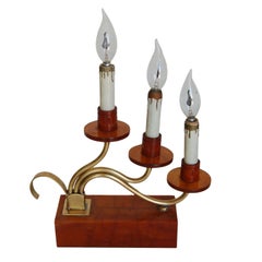 Pair of Hollywood Regency Three Candle Bakelite and Brass Table Lamps