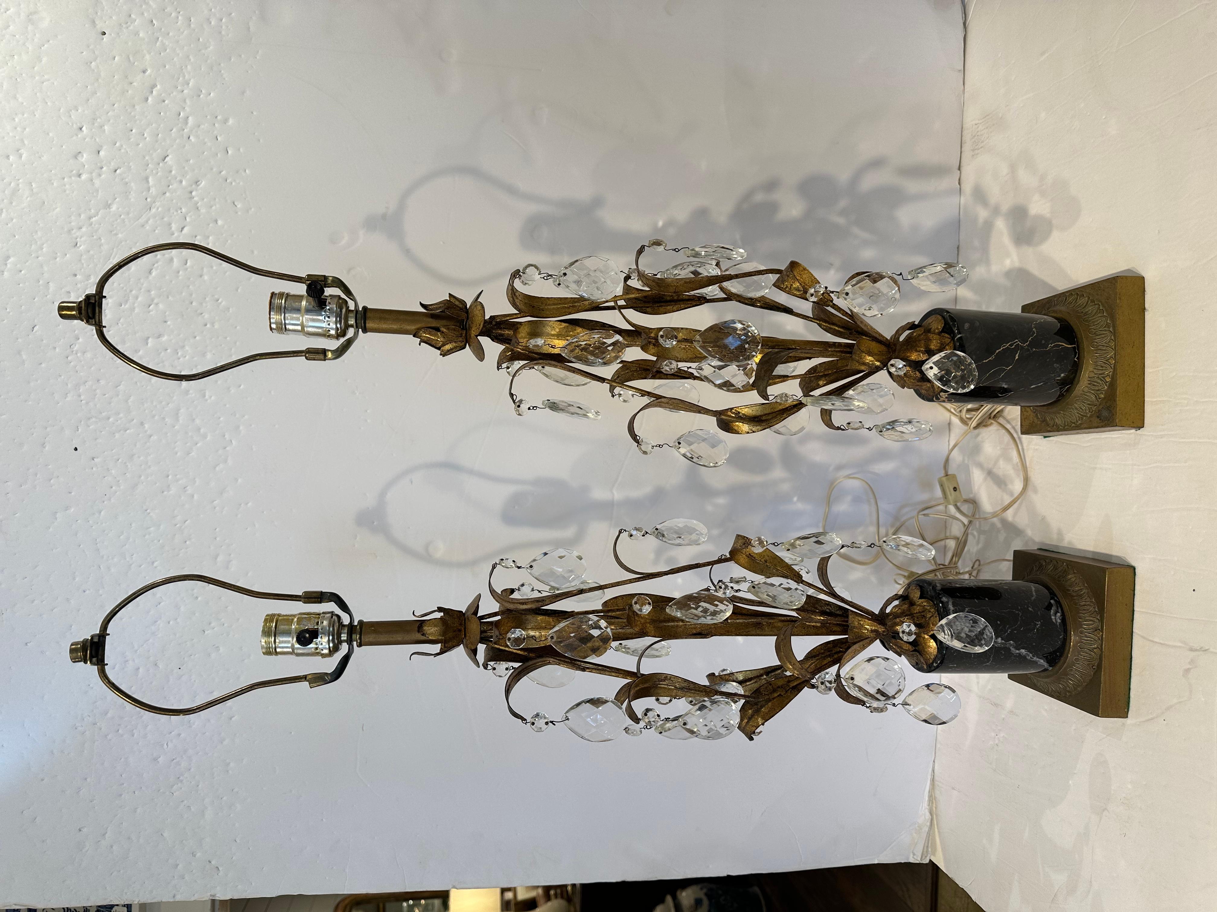 Federal Pair of Hollywood Regency Tole Lamps For Sale