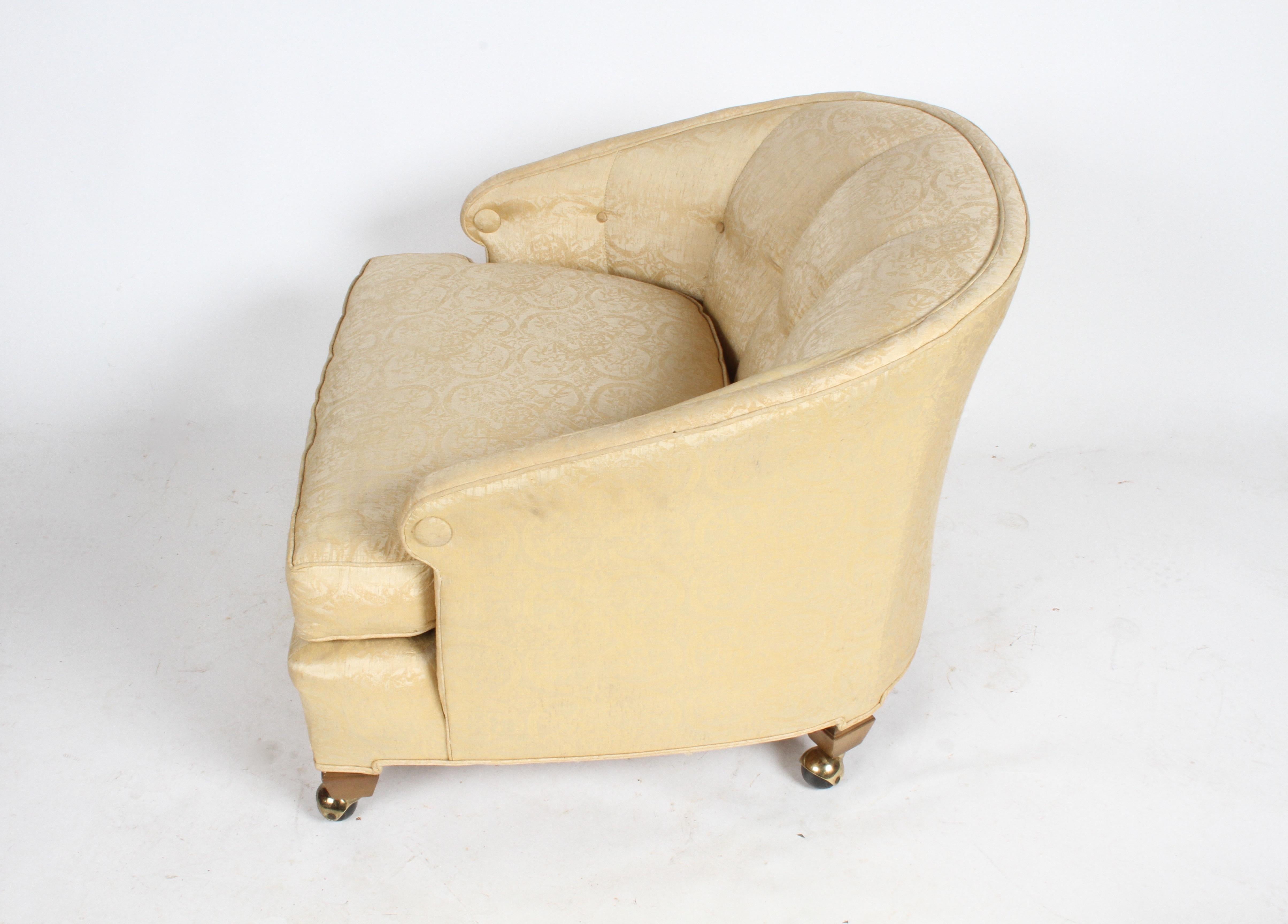 Pair of Hollywood Regency Tomlinson Lounge Chairs on Castors In Good Condition For Sale In St. Louis, MO