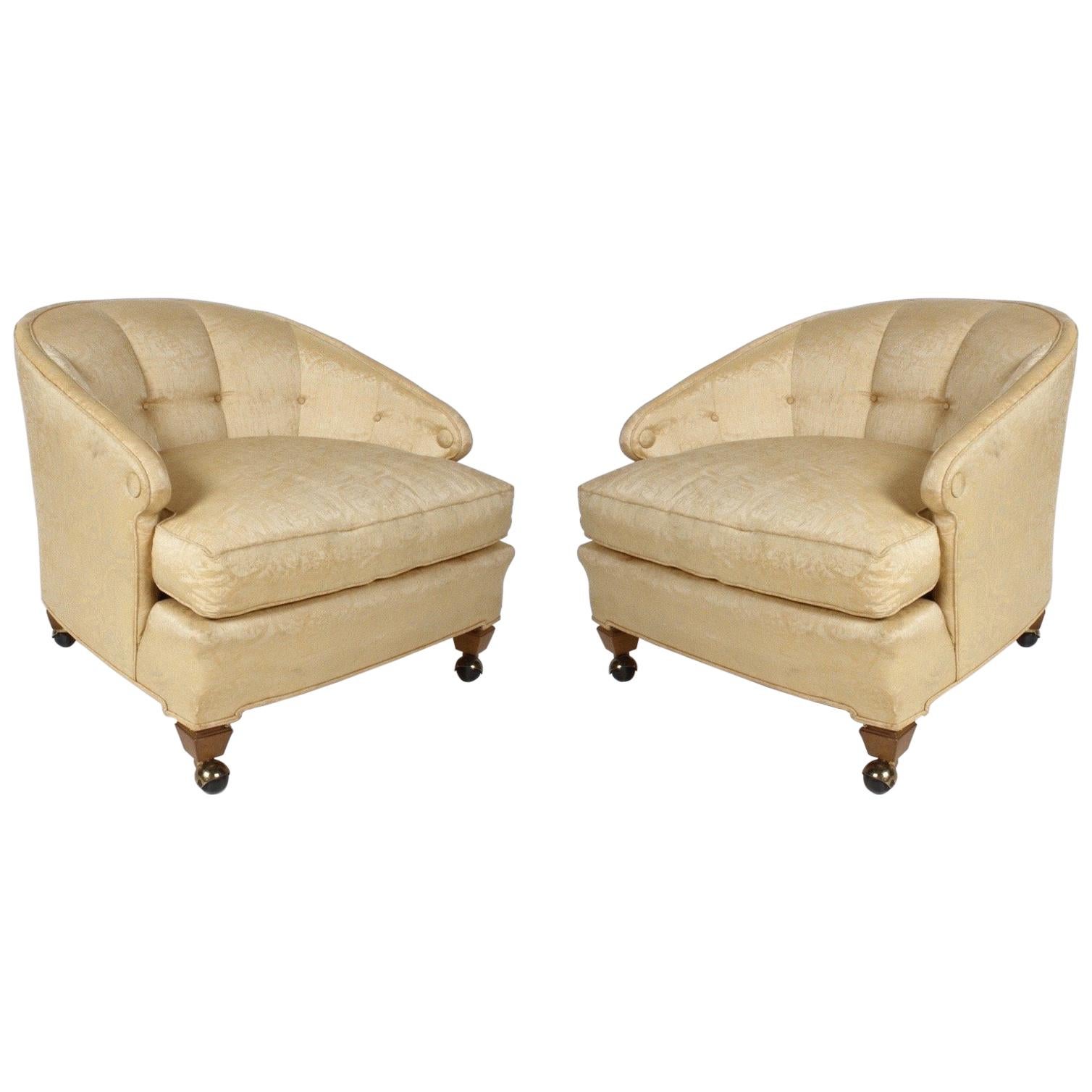 Paire de chaises longues Tomlinson sur roulettes Hollywood Regency