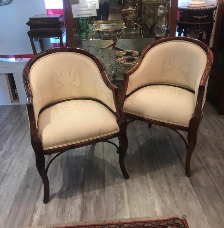 Pair of Hollywood Regency Tub Chairs For Sale at 1stDibs