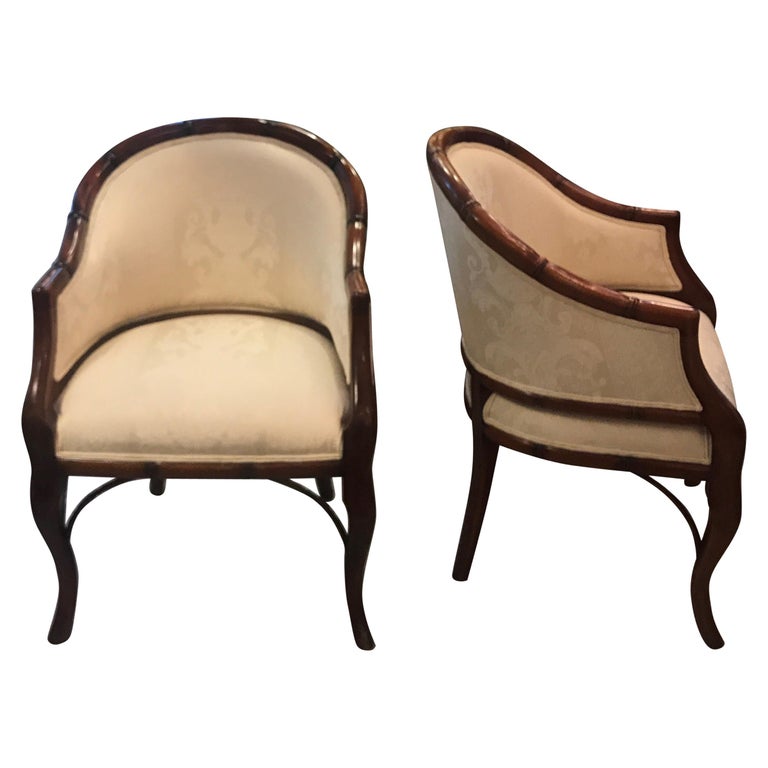 Pair of Hollywood Regency Tub Chairs For Sale at 1stDibs