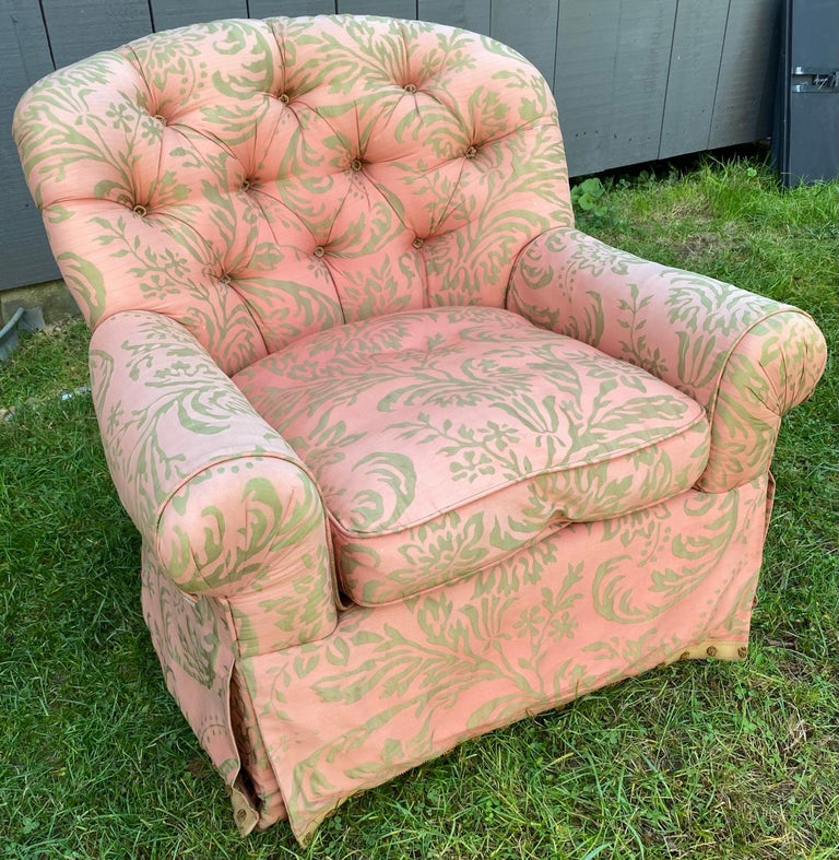 Pair of Hollywood Regency Tufted Lounge Chairs For Sale at 1stDibs