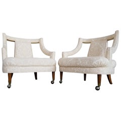 Pair of Hollywood Regency Tufted Lounge Chairs