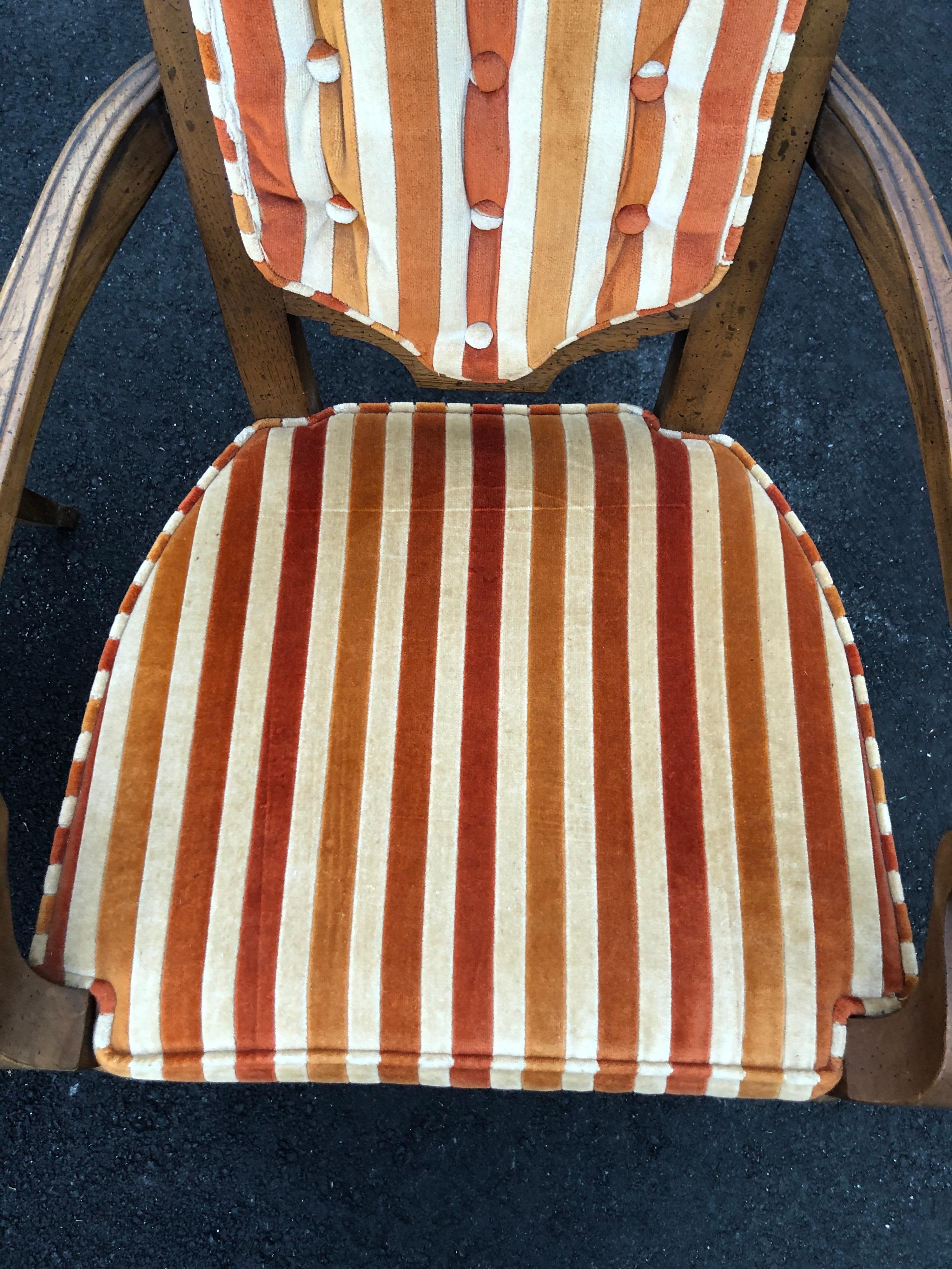 Pair of Hollywood Regency Velvet Arm Chairs by Heritage-2 5