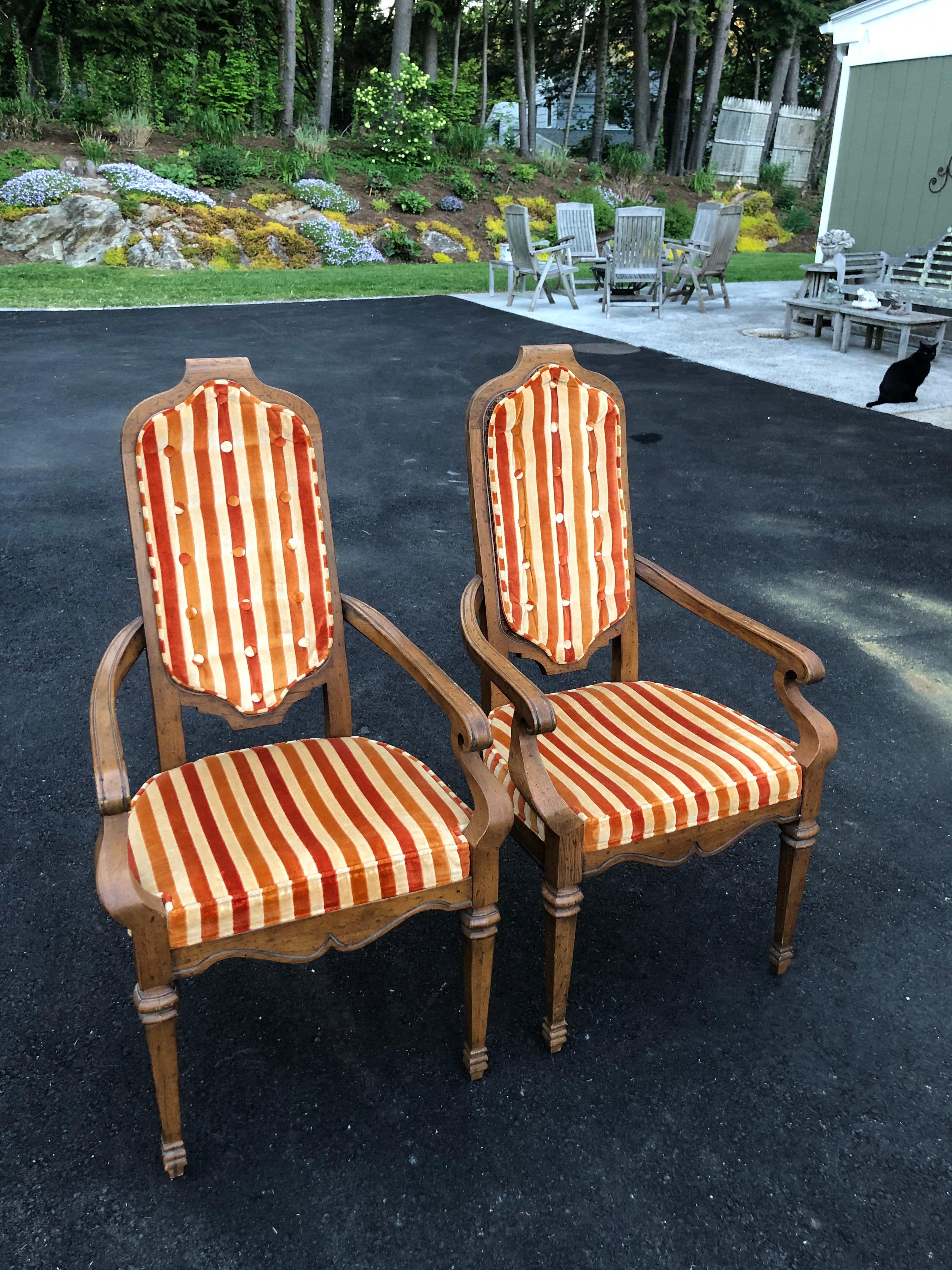 Pair of Hollywood Regency Velvet Arm Chairs by Heritage-2 6