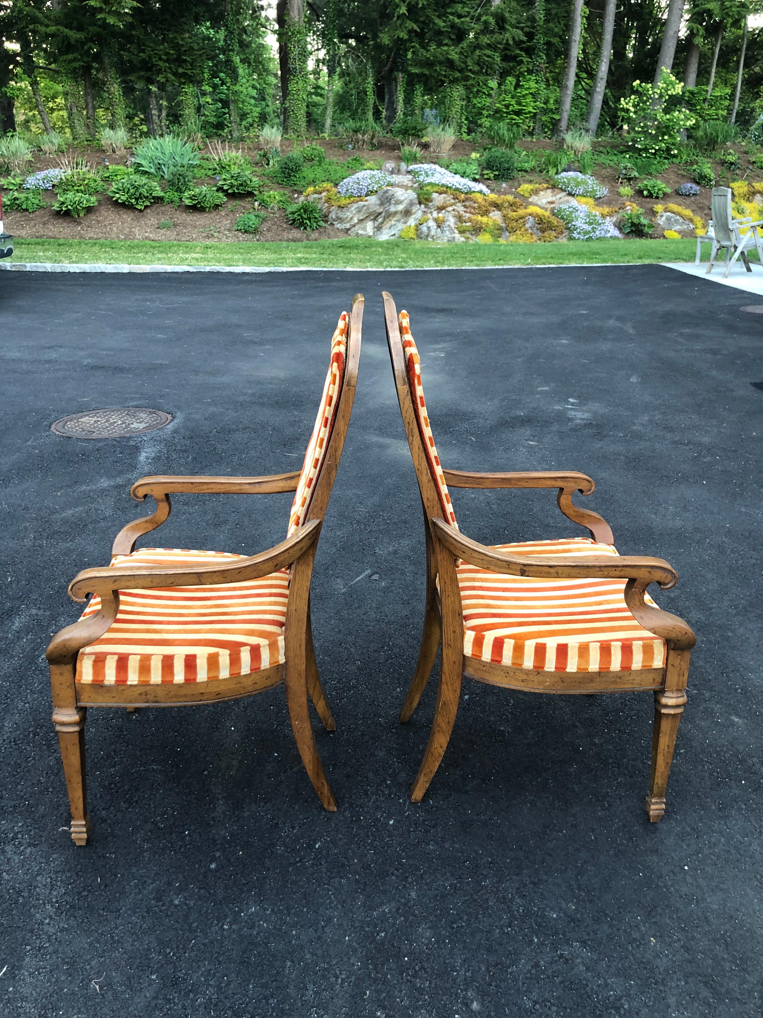 Pair of Hollywood Regency Velvet Arm Chairs by Heritage-2 7