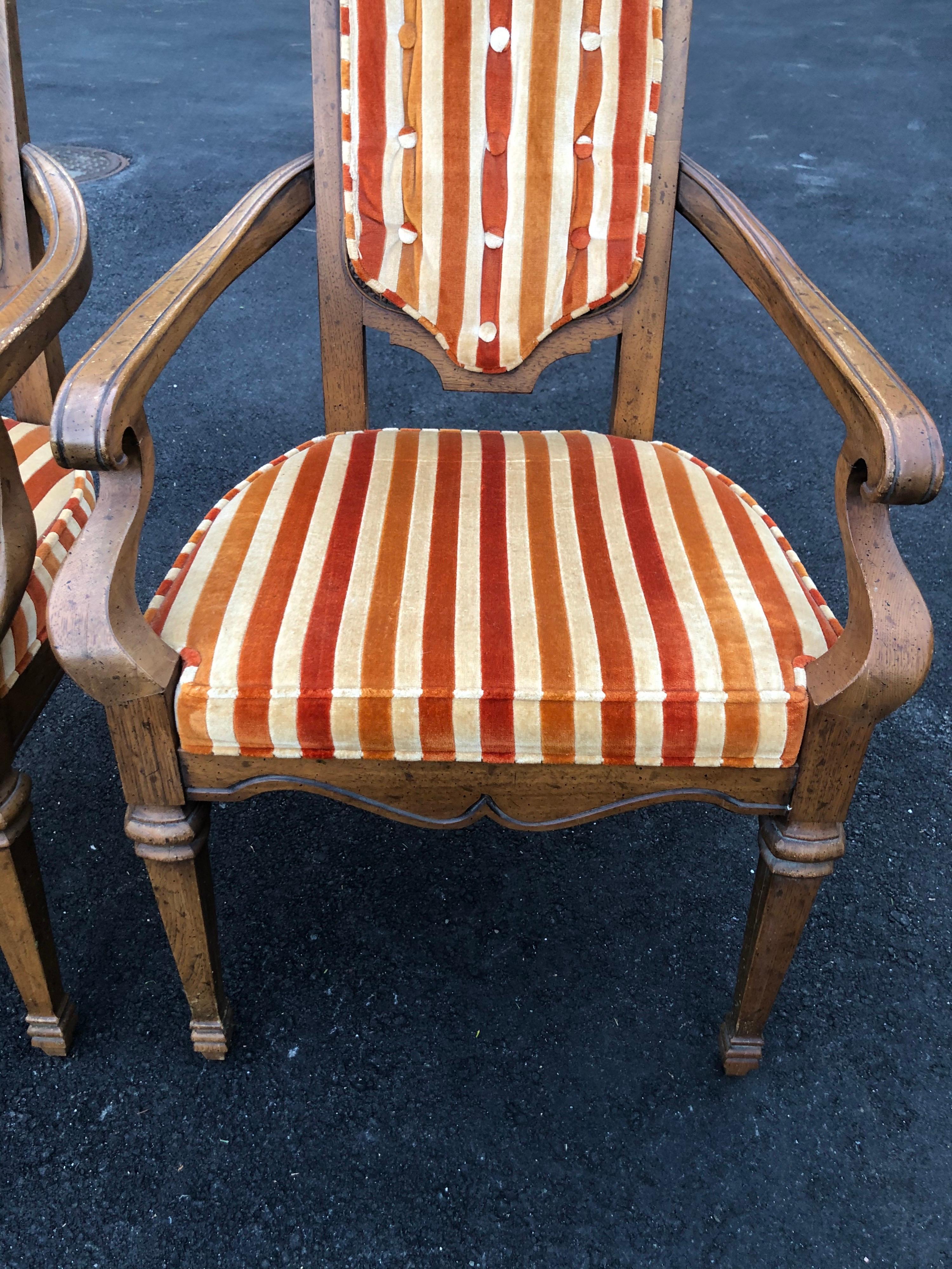 Pair of Hollywood Regency Velvet Arm Chairs by Heritage-2 8