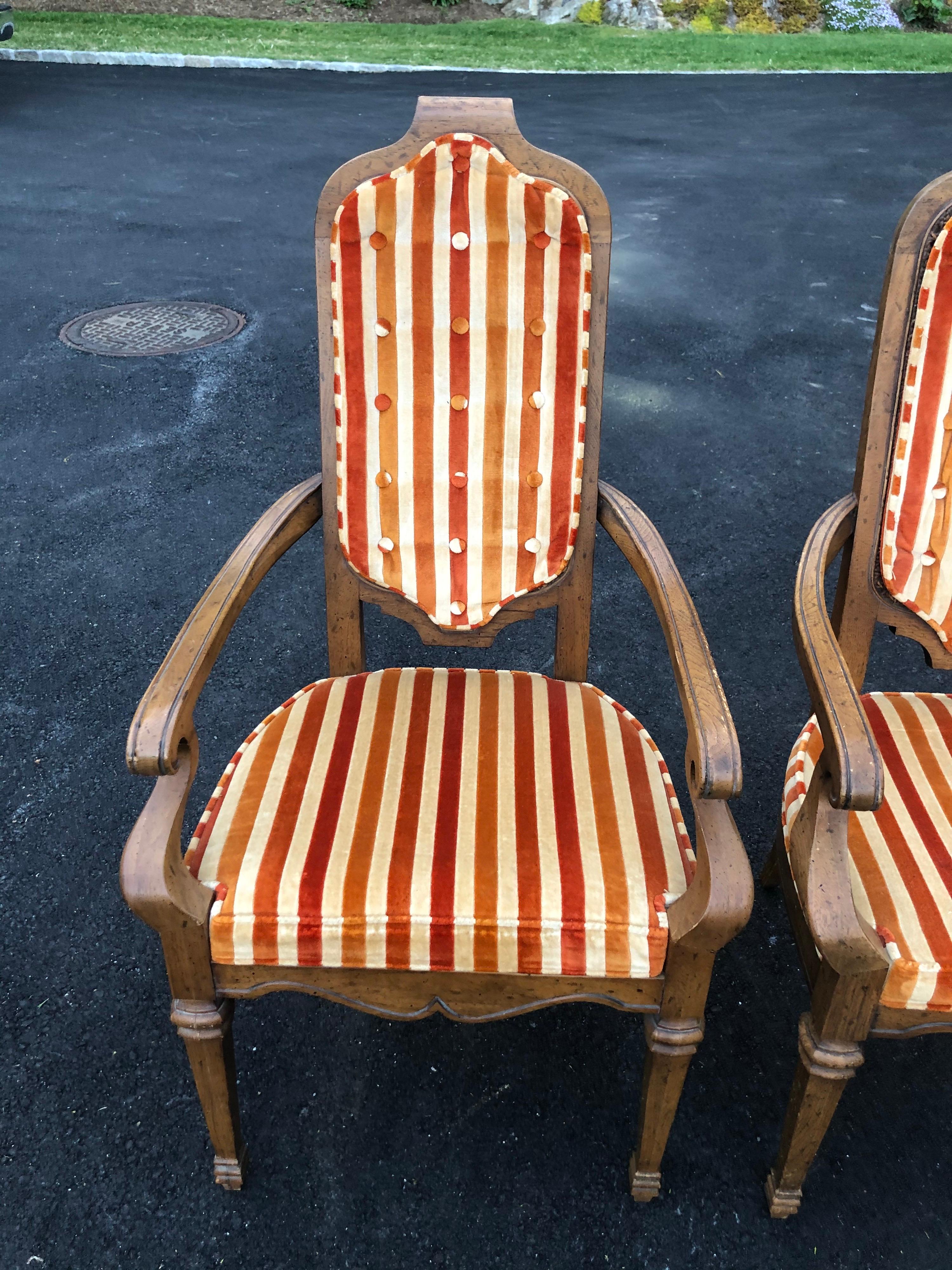 Pair of Hollywood Regency Velvet Arm Chairs by Heritage-2 1