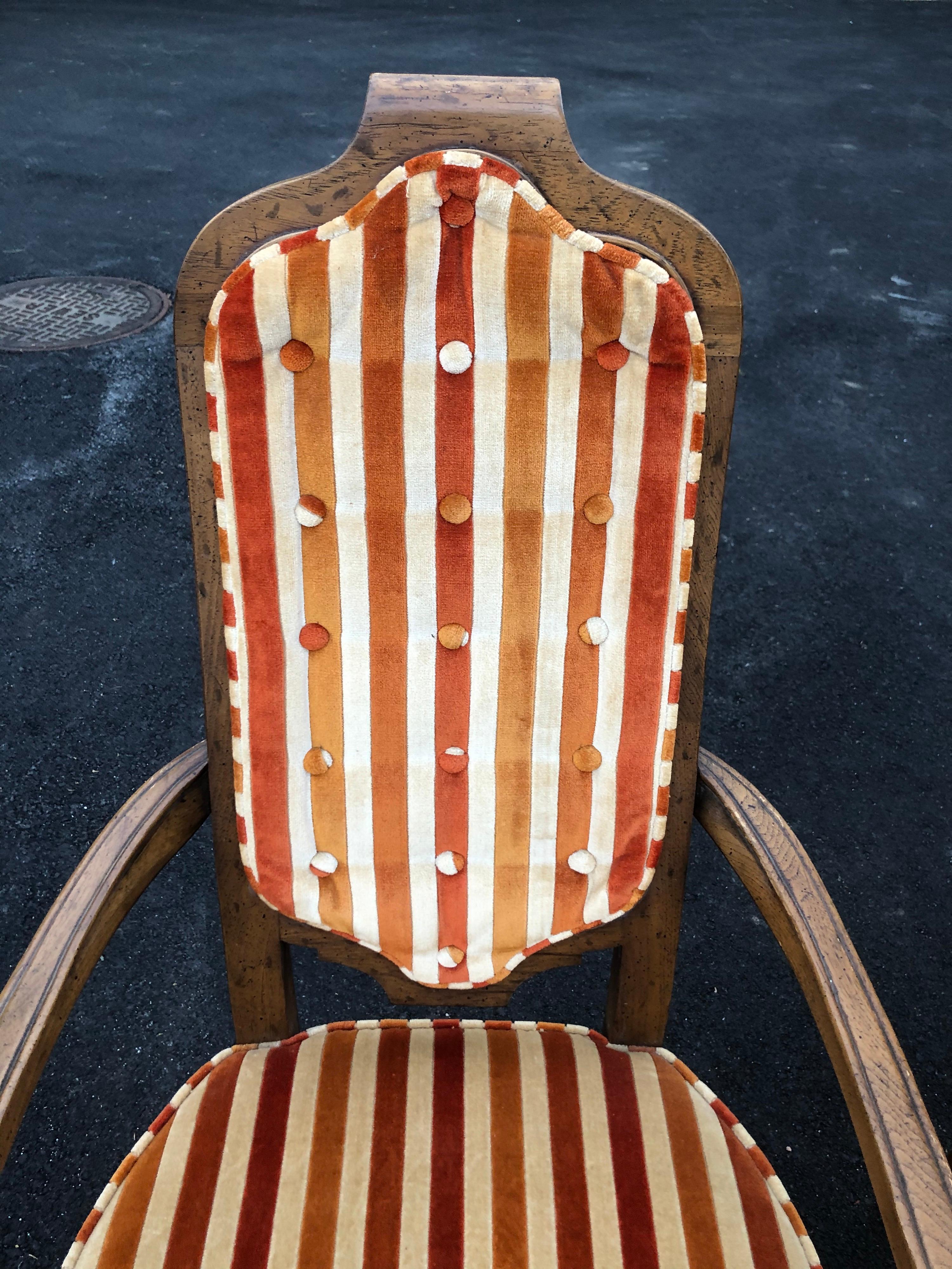 Pair of Hollywood Regency Velvet Arm Chairs by Heritage-2 2