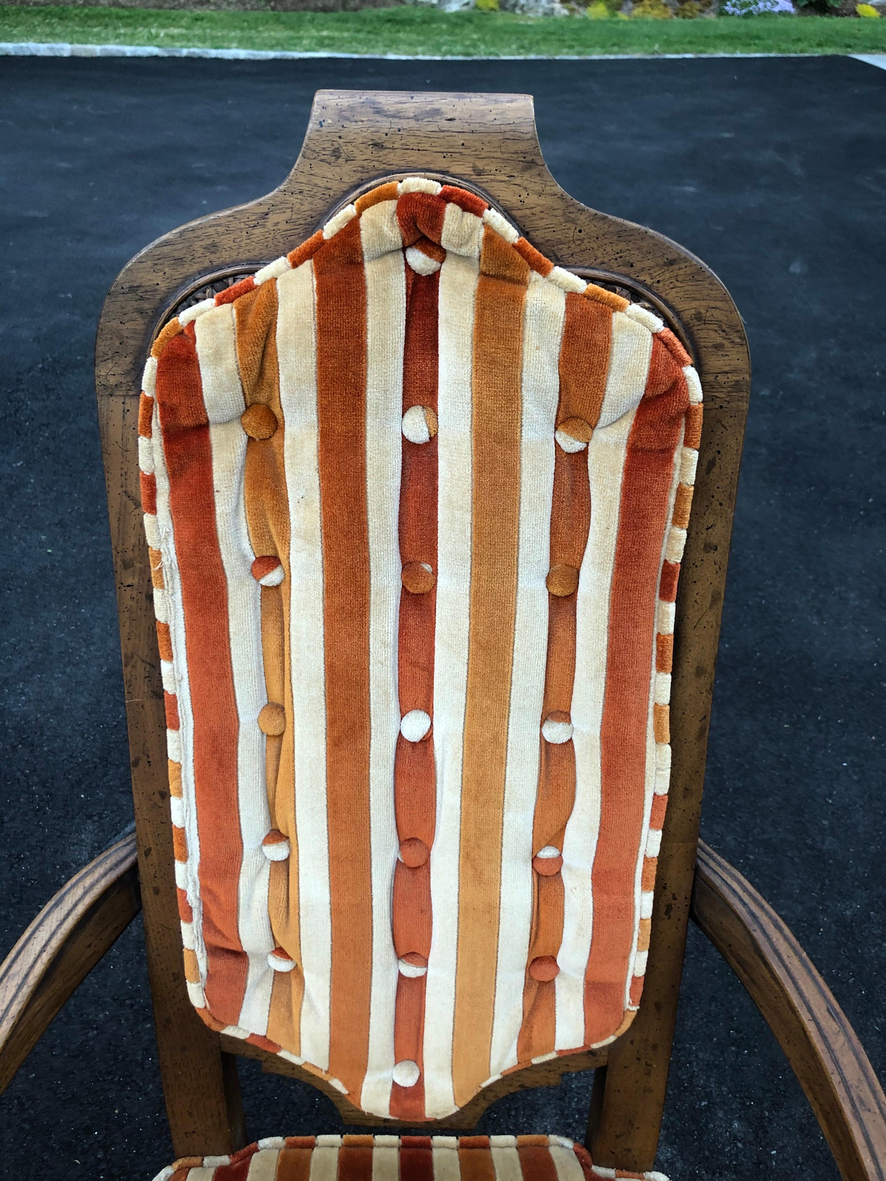 Pair of Hollywood Regency Velvet Arm Chairs by Heritage-2 4