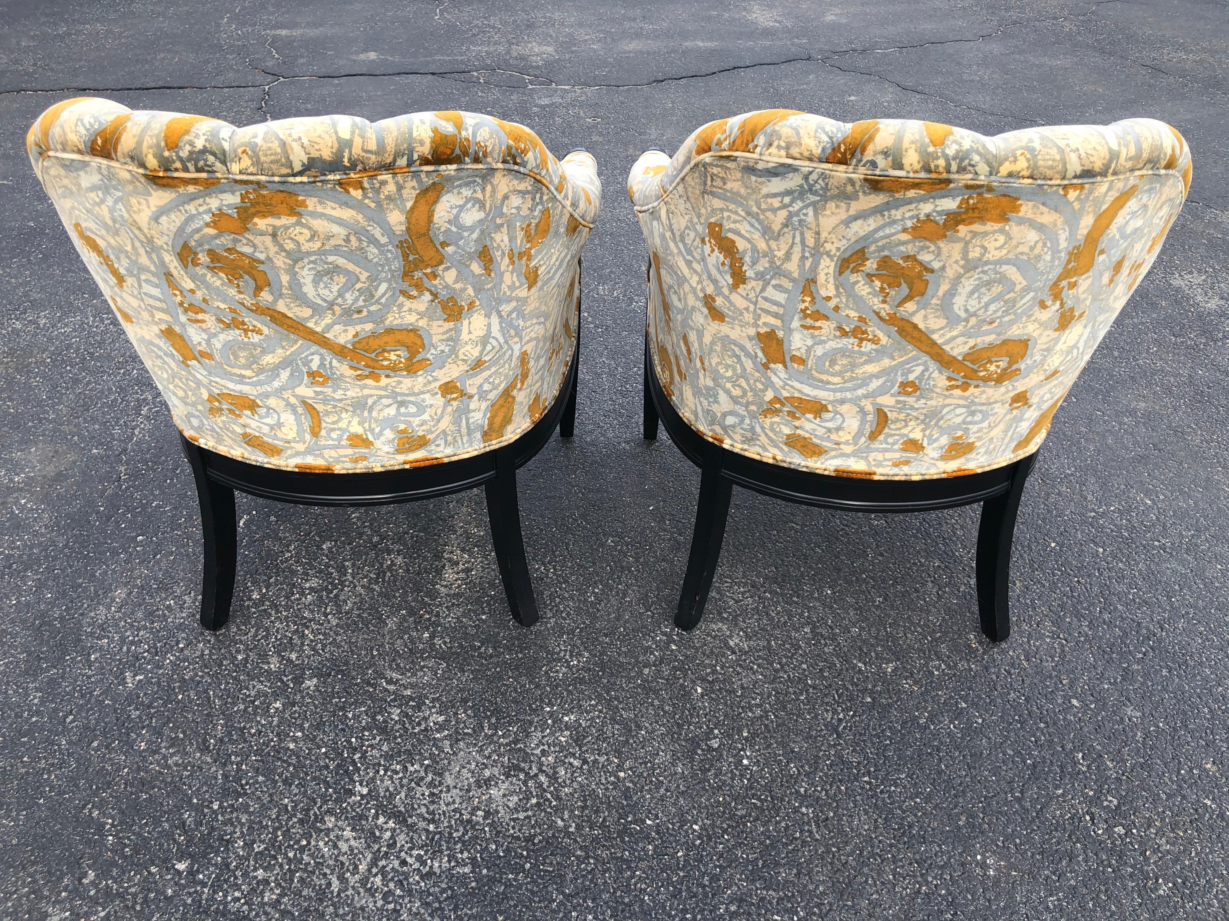 Pair of Hollywood Regency Velvet Chairs attributed to Jack Lenor Larsen 12