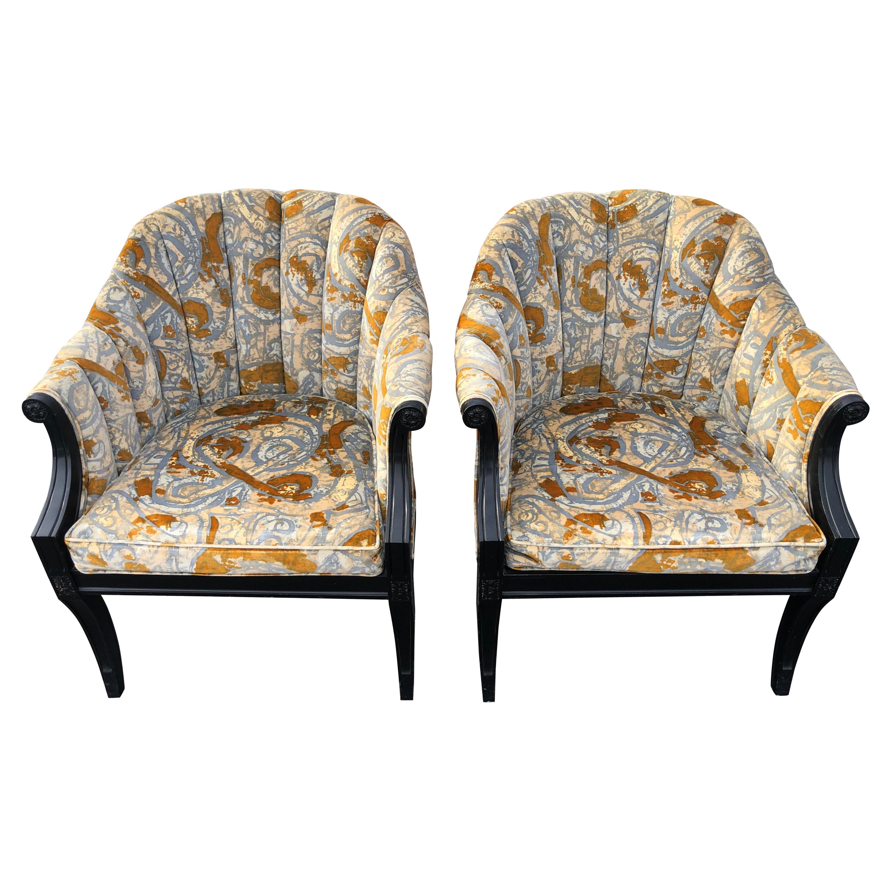 Pair of Hollywood Regency Velvet Chairs attributed to Jack Lenor Larsen