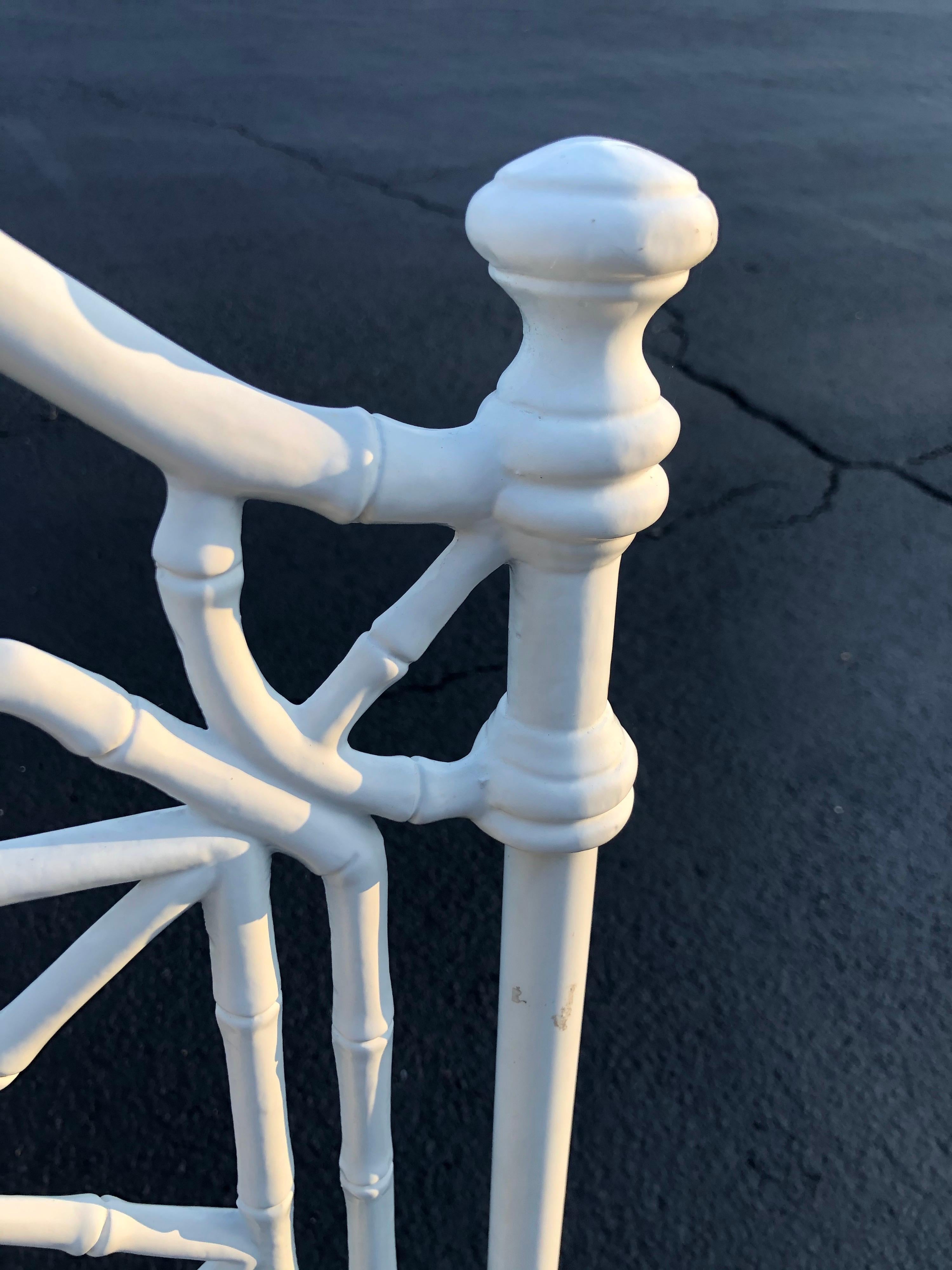 Pair of Hollywood Regency White Faux Bamboo Chairs 10