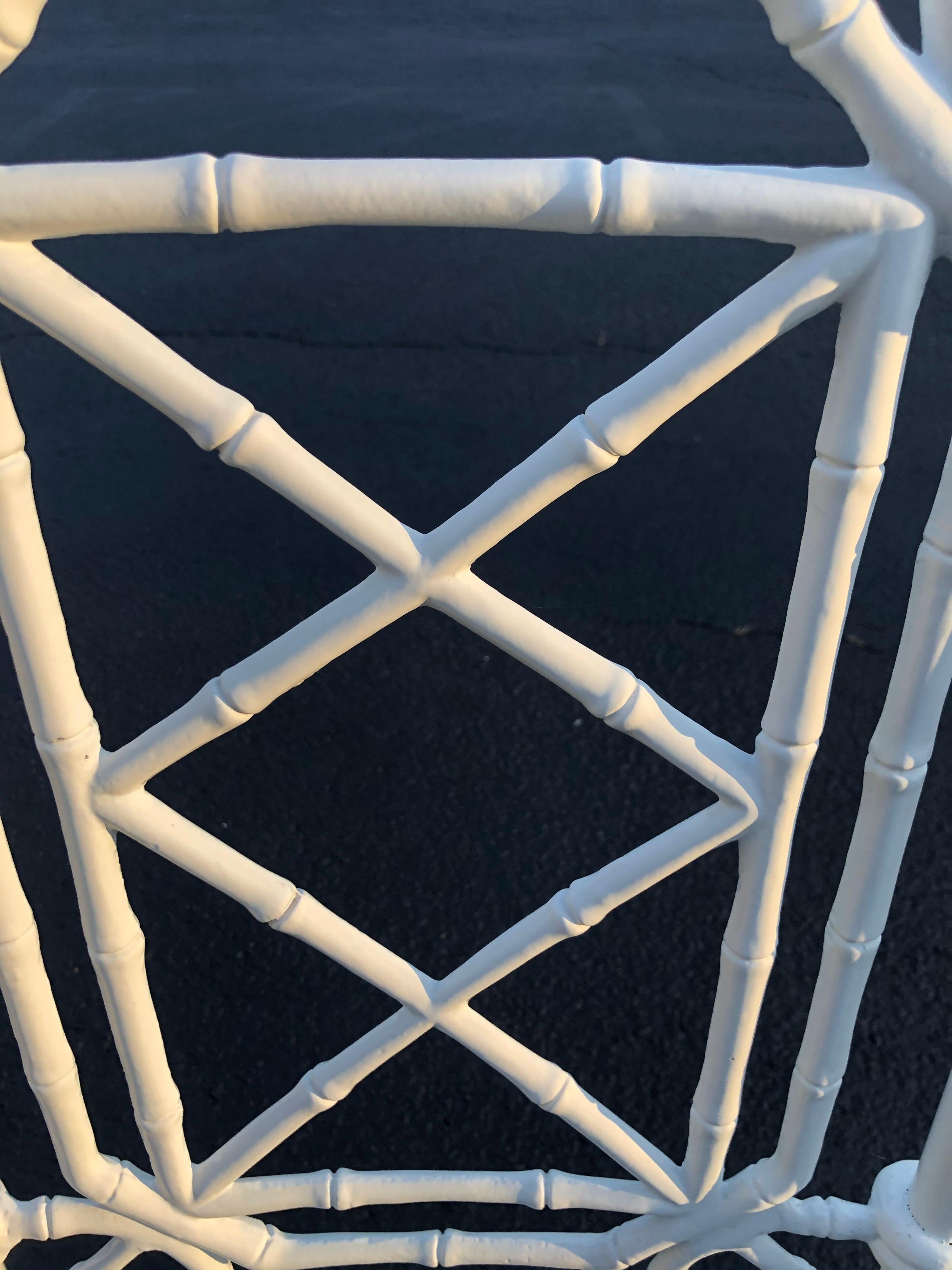 Pair of Hollywood Regency White Faux Bamboo Chairs 11