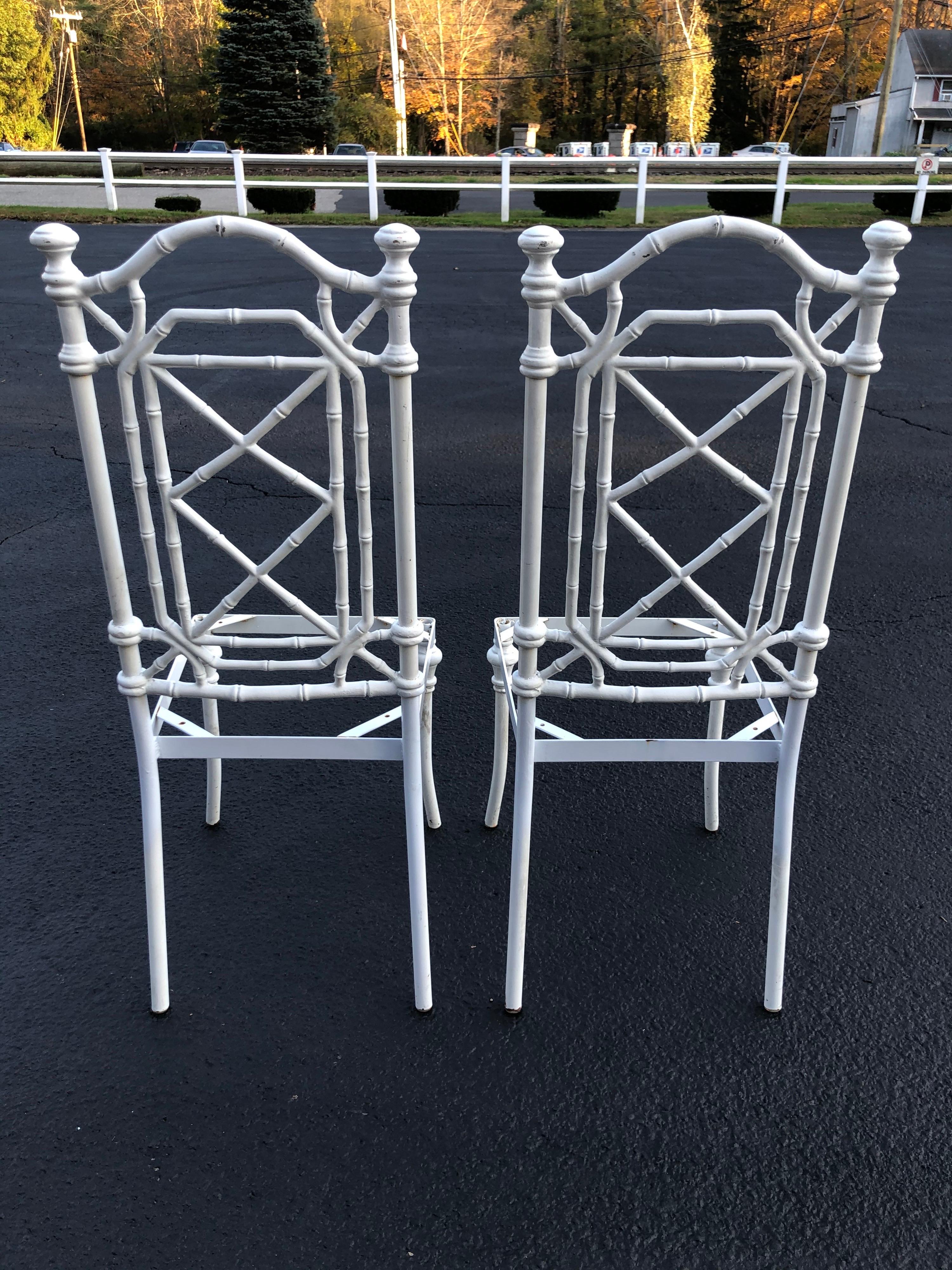Pair of Hollywood Regency White Faux Bamboo Chairs 13