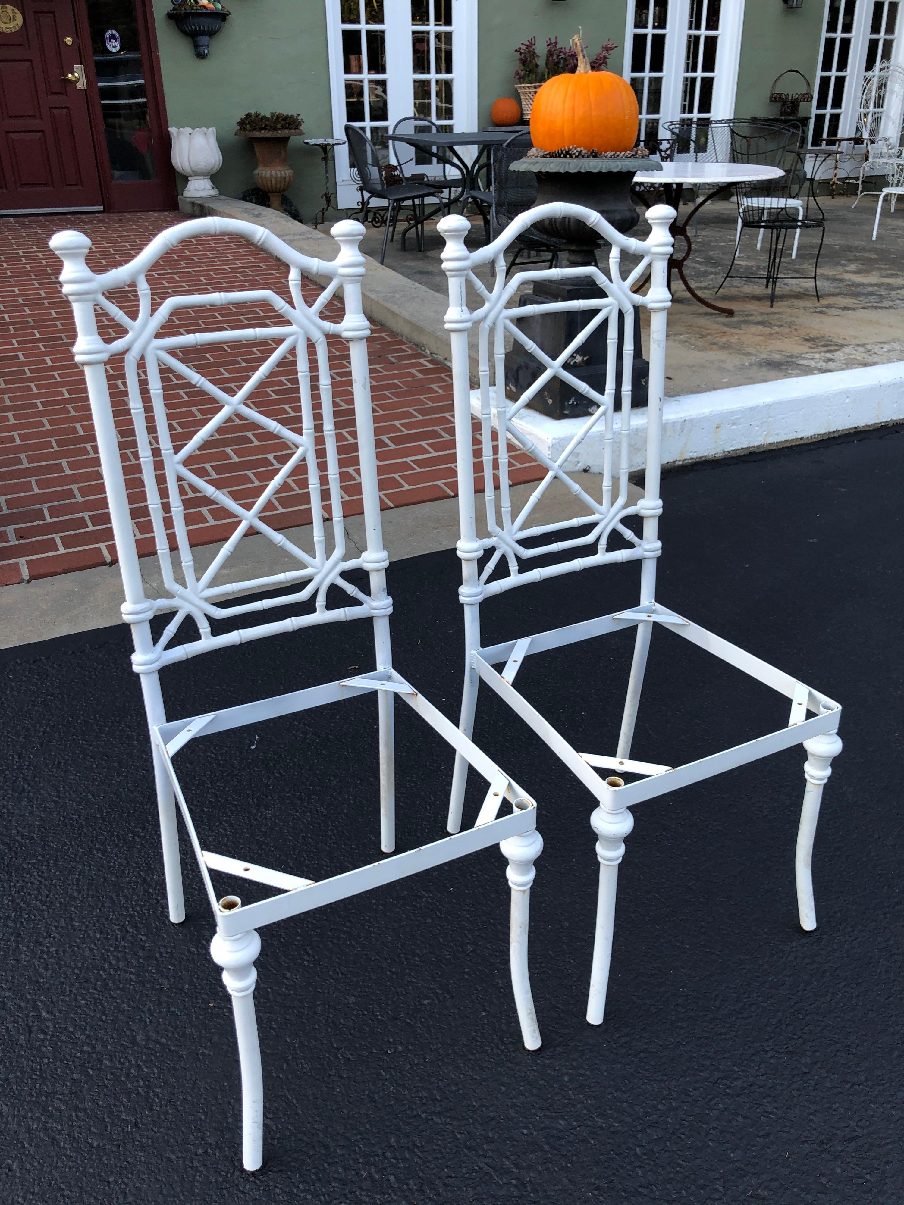 Pair of Hollywood Regency White Faux Bamboo Chairs 14
