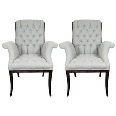 Coppia di sedie Hollywood Tufted Button Back Scroll Form A di Grosfeld House