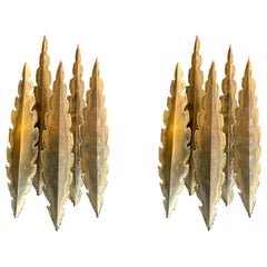 Pair of Holm Sorensen Torch Cut Brutalist Wall Sconces with Three Lights