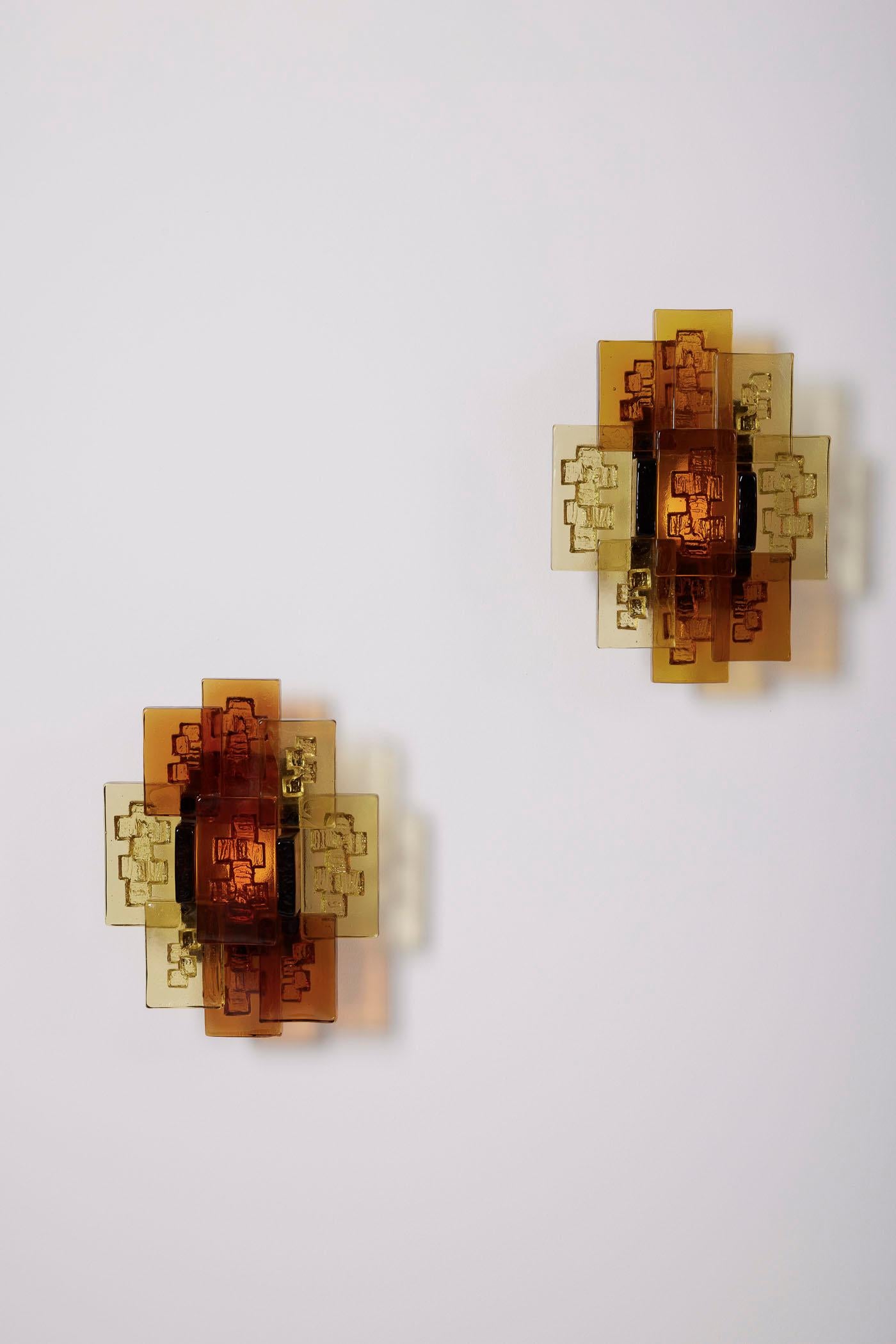 Mid-20th Century Pair of Holm Sørensen wall lights in glass. For Sale