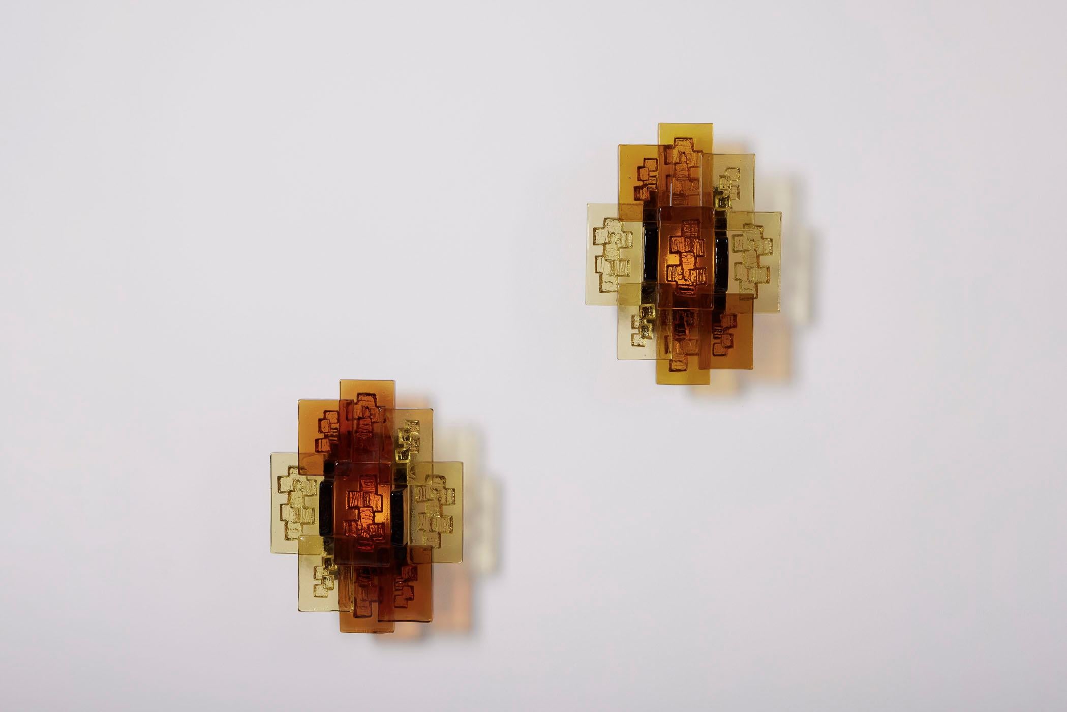 Glass Pair of Holm Sørensen wall lights in glass. For Sale