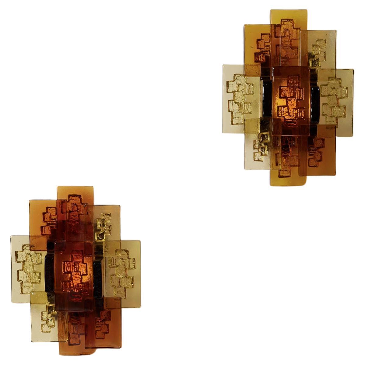 Pair of Holm Sørensen wall lights in glass. For Sale