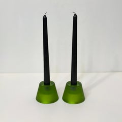 Pair of Holmegaard Candle Holders, Votives, Green Glass, FREE SHIPPING!