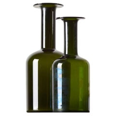 Pair of Holmegaard Gulv Vases by Otto Brauer in Olive