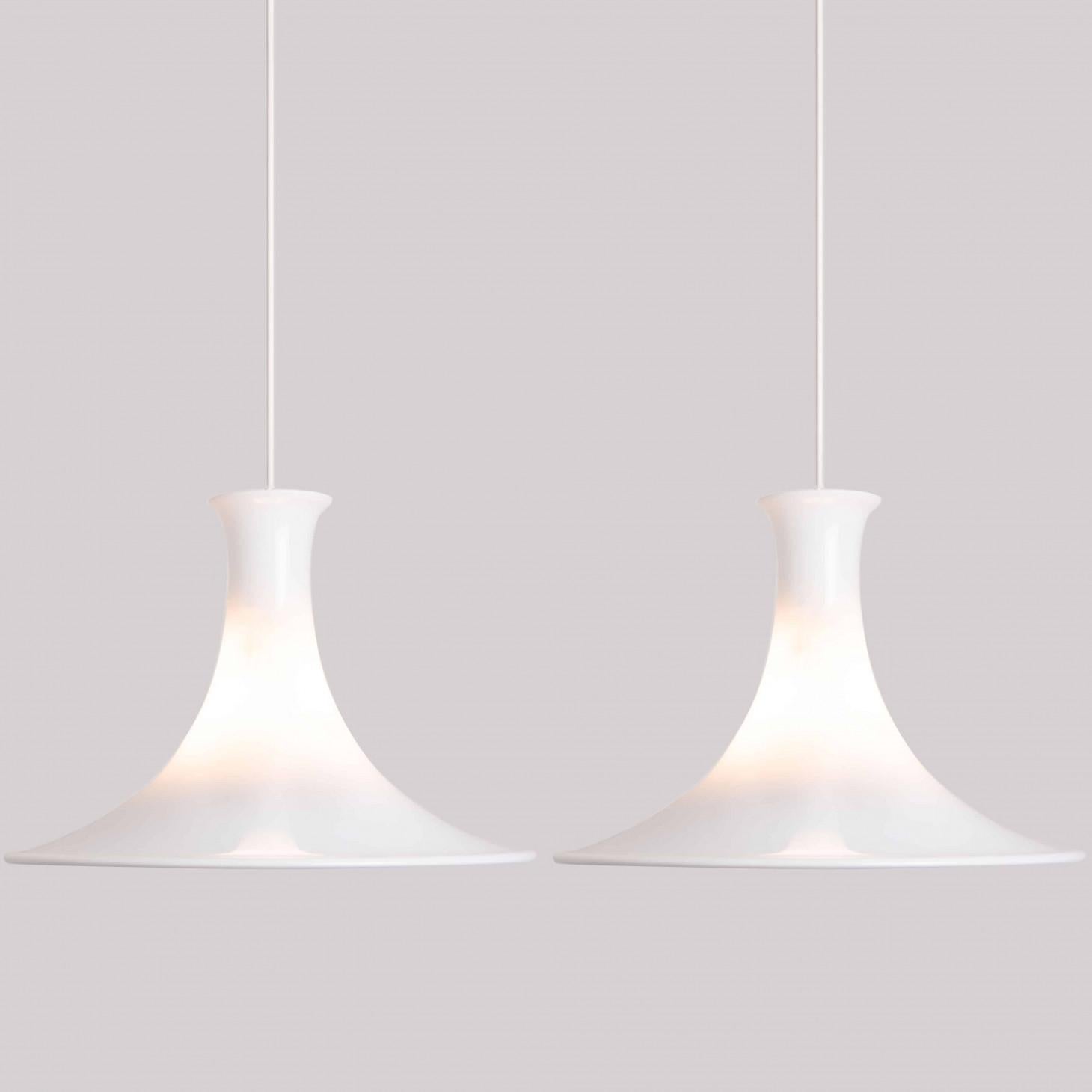 Pair of Holmegaard Hanging Lamps by Michael Bang, 1970 In Good Condition For Sale In Rijssen, NL
