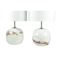 Pair of Holmegaard Lamps red/white Design Michael Bang, 1984, Denmark