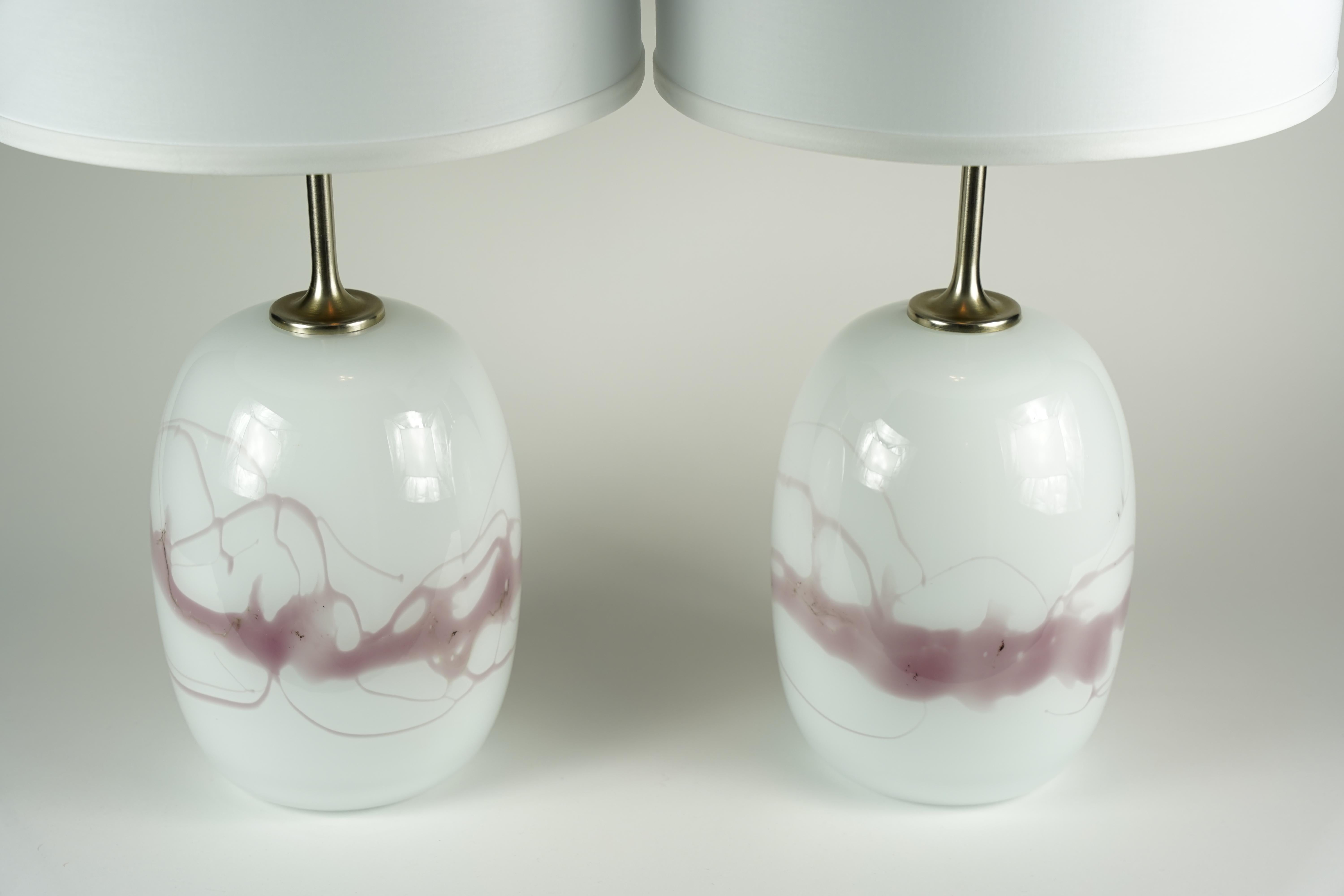 Paar Holmegaard-Lampen Sakura in Rot/Weiß, Design Michael Bang, 1984, Dänemark im Angebot 2