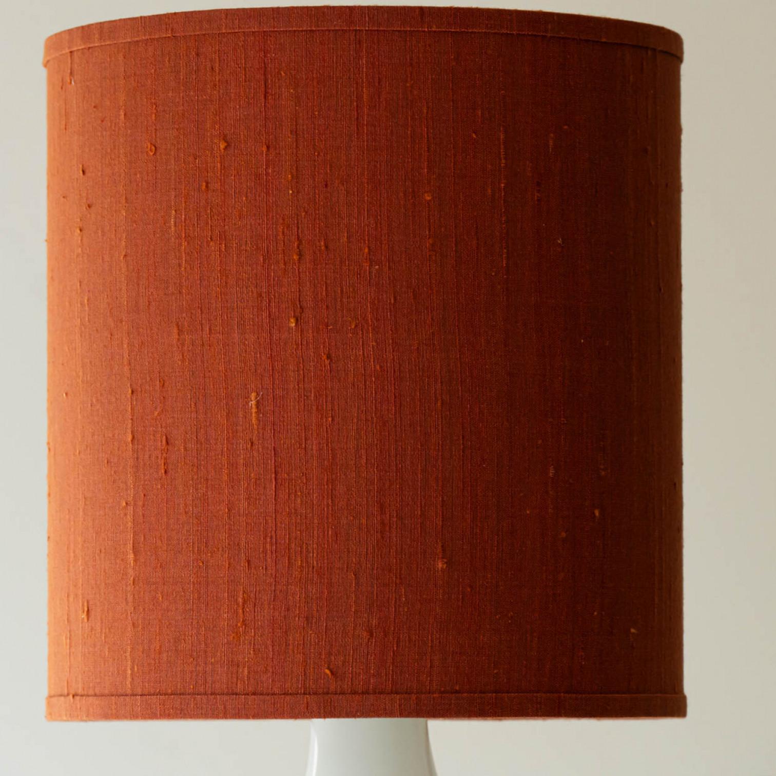 French Pair of Holmegaard Opaline Ox blood Red Glass Table Lamps, Lampshade by Houben For Sale