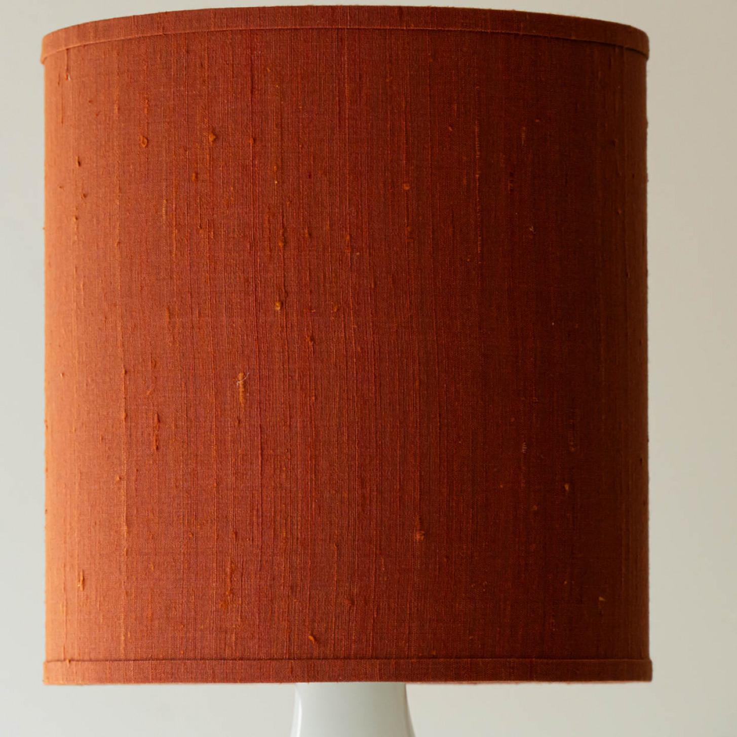 French Pair of Holmegaard Opaline Ox blood Red Glass Table Lamps, Lampshade by Houben For Sale