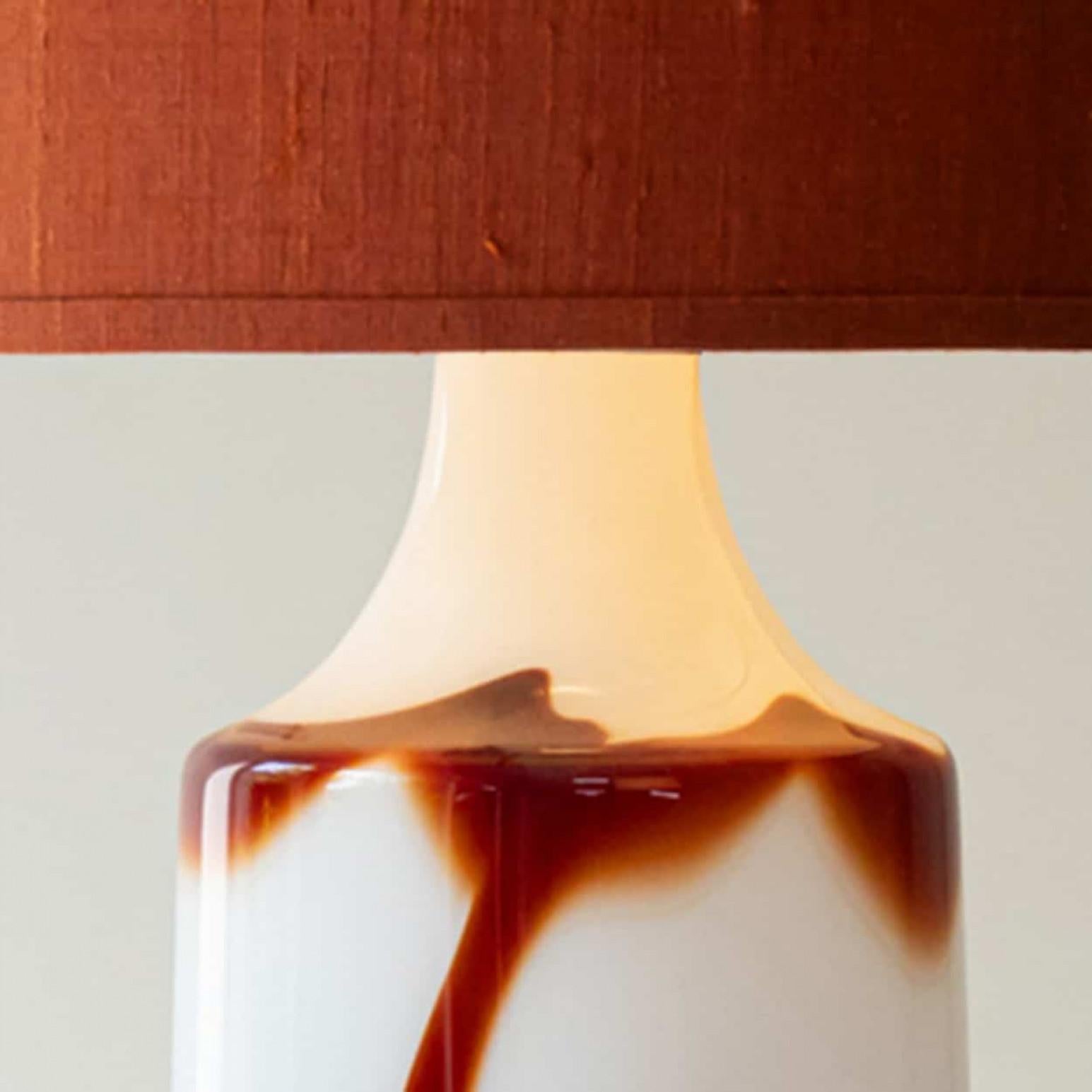 Other Pair of Holmegaard Opaline Ox blood Red Glass Table Lamps, Lampshade by Houben For Sale