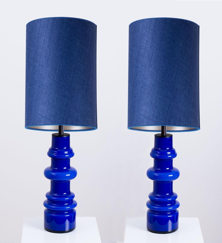 Pair Of Holmegaard Table Lamps With New, Table Lamp Shades Made To Order
