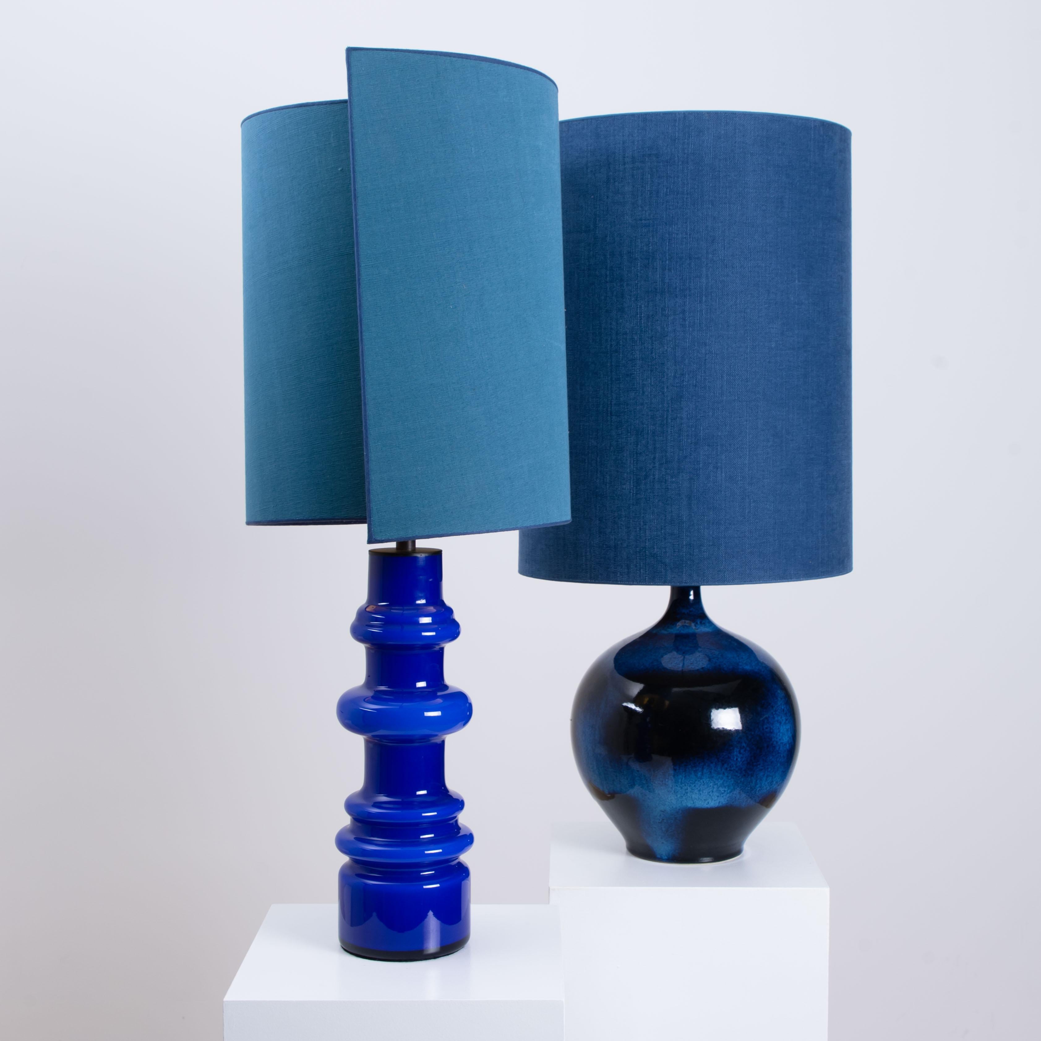 Danish Pair of Holmegaard Table Lamps with New Silk Custom Made Lampshades René Houben For Sale