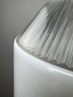 Pair of holophane glass pendant industrial lamp 50s, France