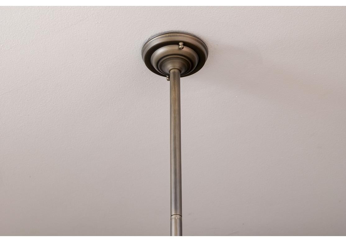 Pair Of Holophane Glass Pendant Lights For Sale 2