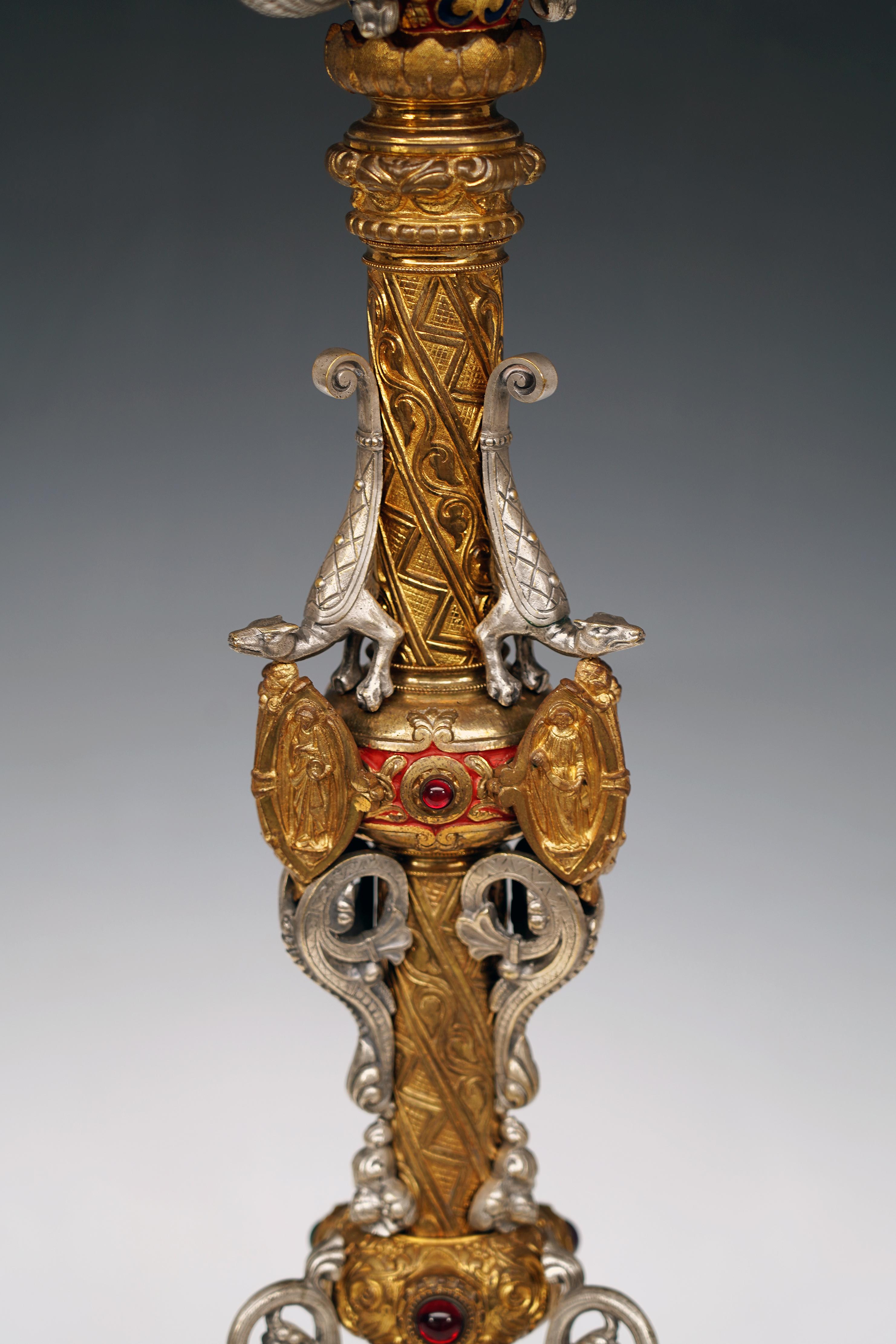 Paar Kerzenständer „Holy Family“ aus P.Poussielgue-Rusand, Frankreich, um 1880 (Französisch) im Angebot