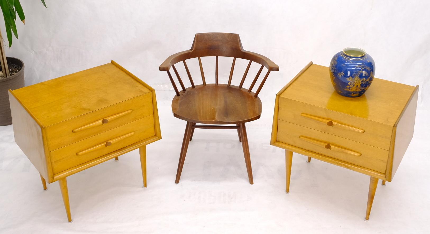 Swedish Pair of Honey Amber Lacquer Edmond Spence Two Drawer Nightstands End Tables For Sale