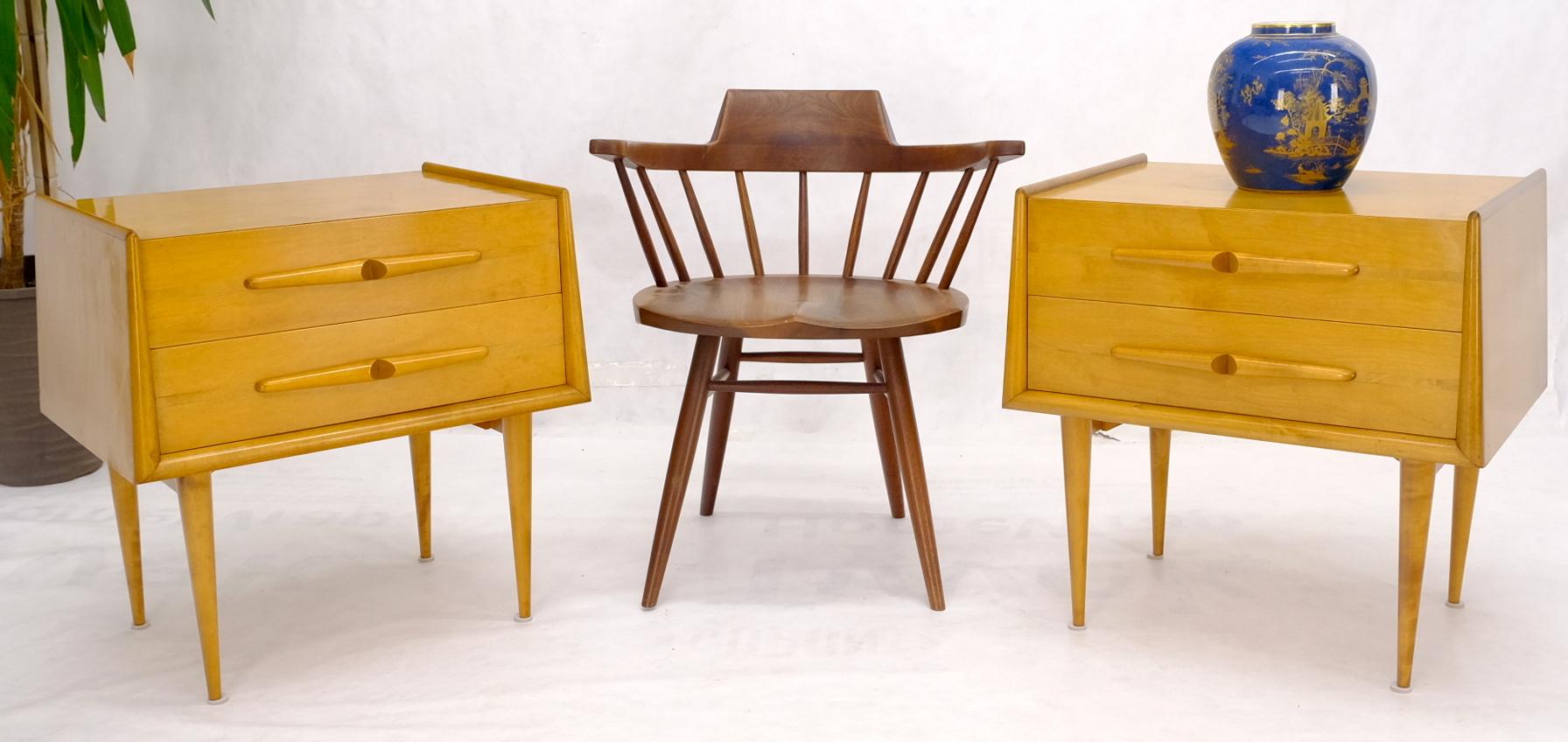 Lacquered Pair of Honey Amber Lacquer Edmond Spence Two Drawer Nightstands End Tables For Sale
