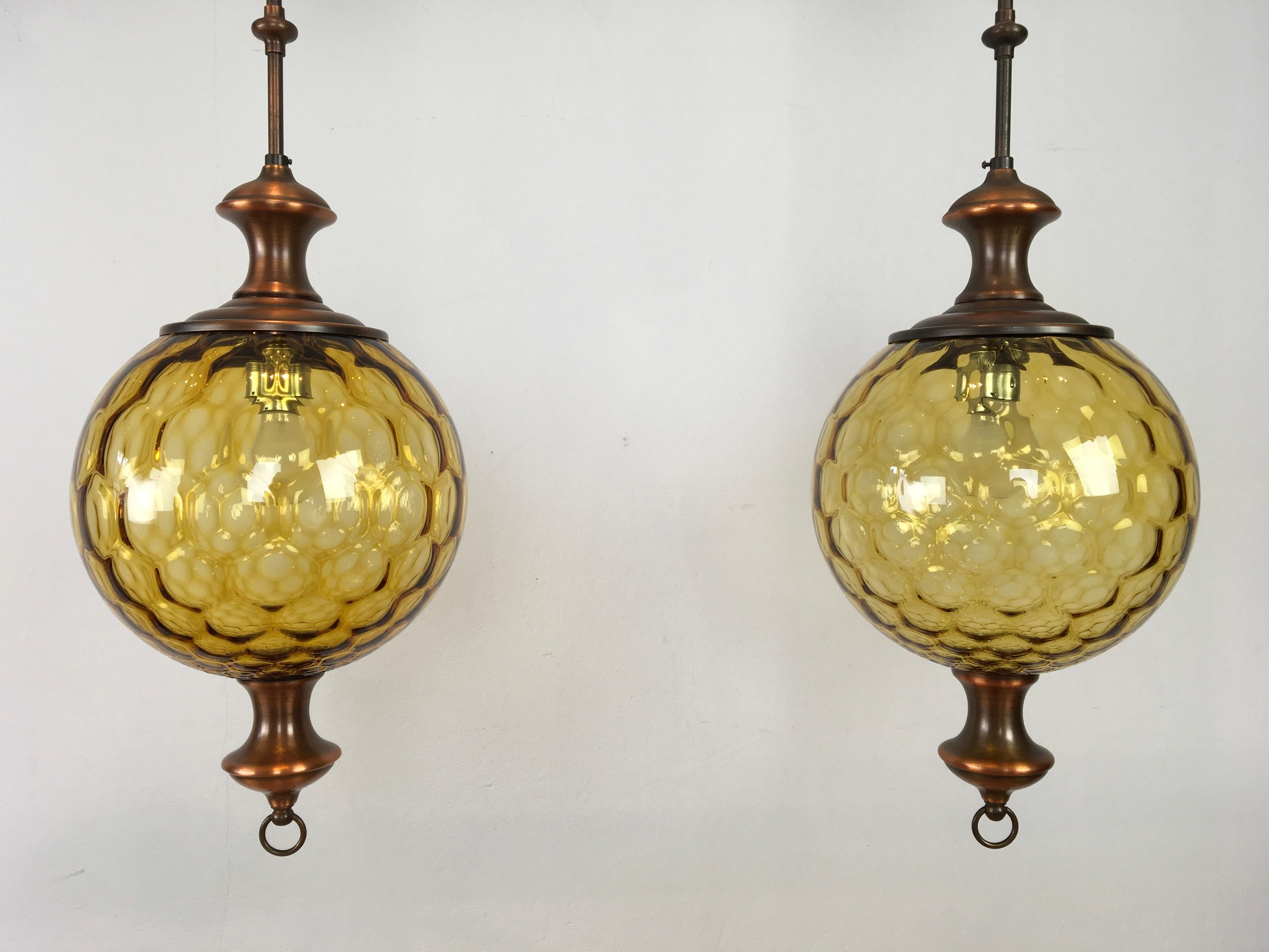 European Pair of Honeycomb Chandelier, 1970s For Sale