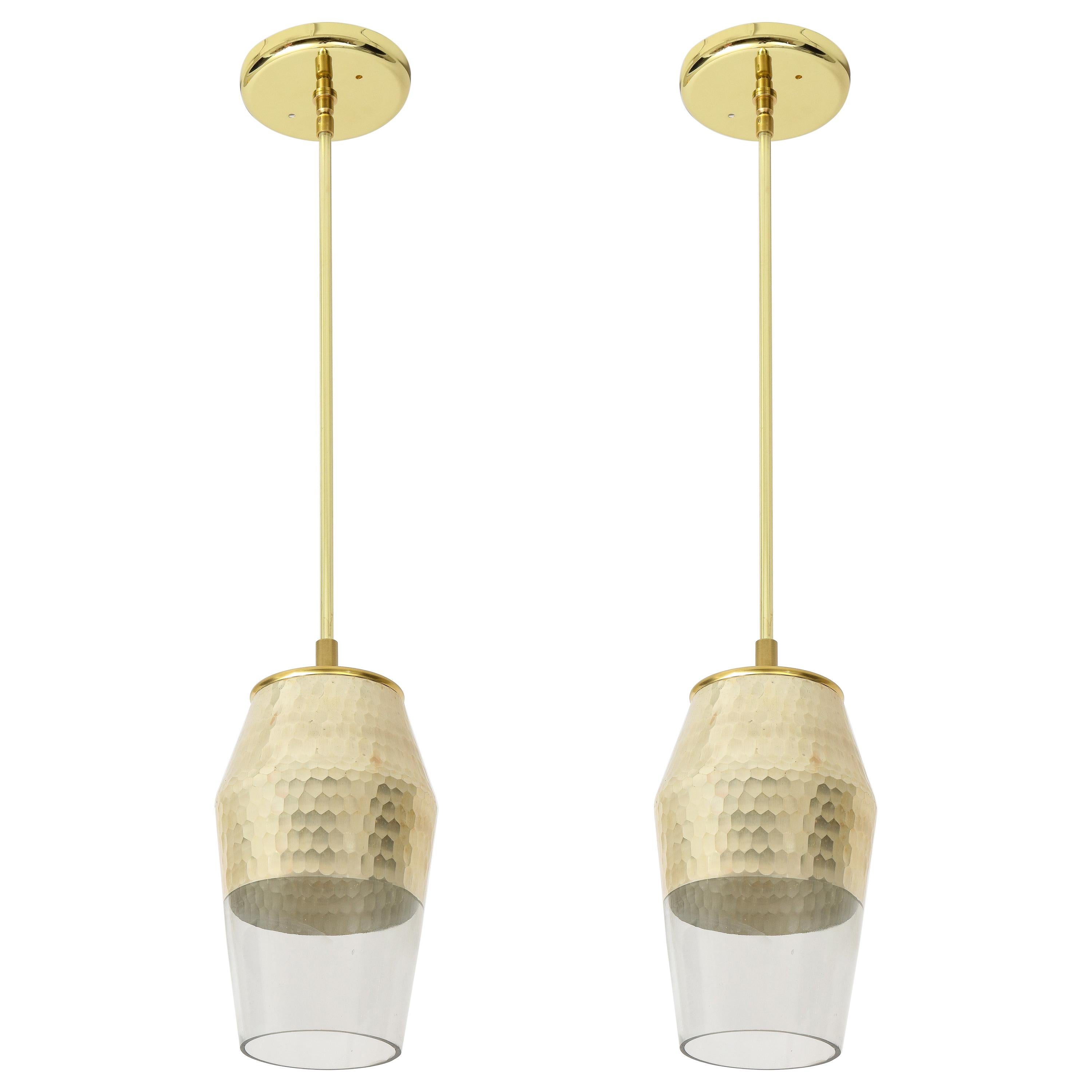 Pair of Honeycomb Pendant Lights For Sale