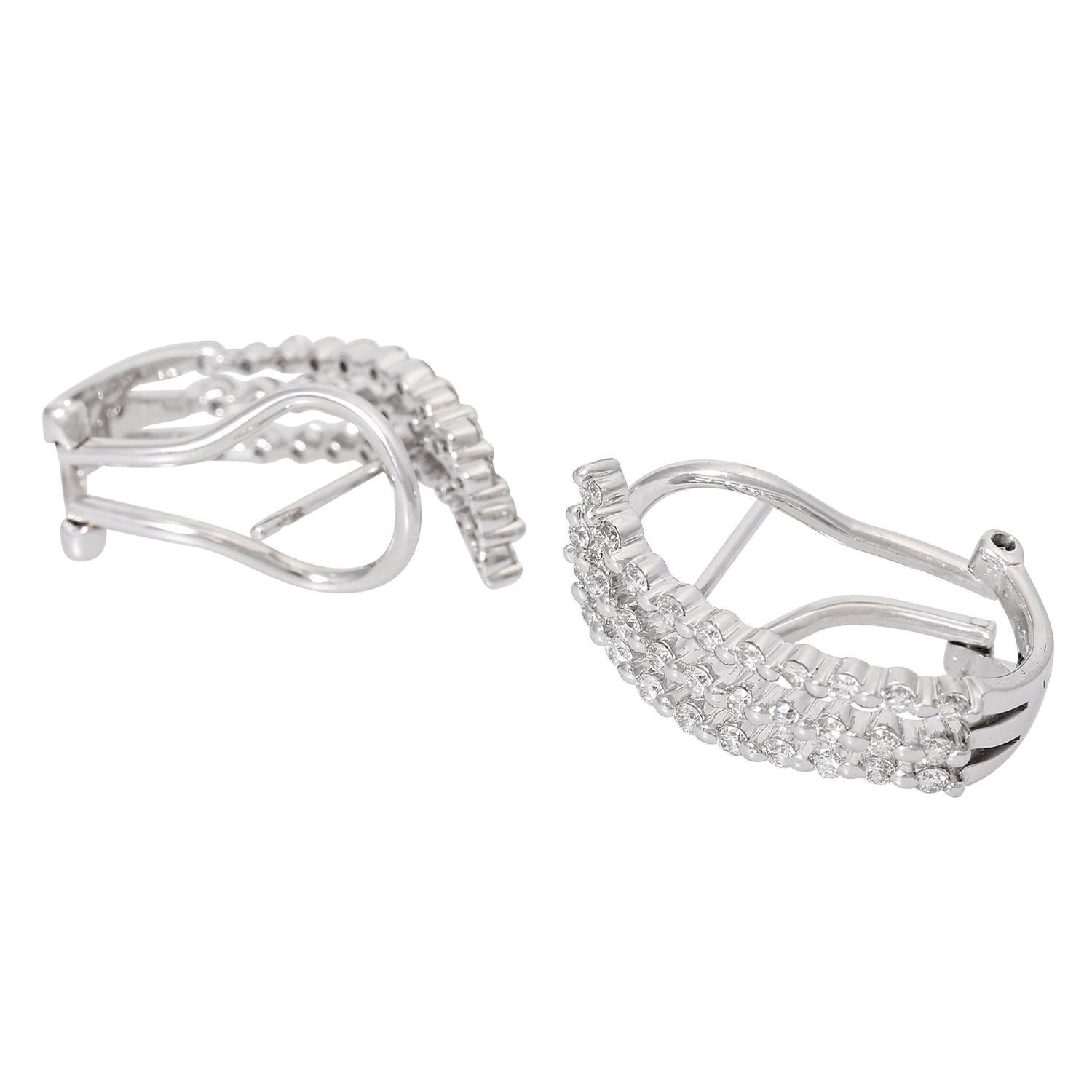 Modern Pair of Hoop Earrings with Diamonds For Sale