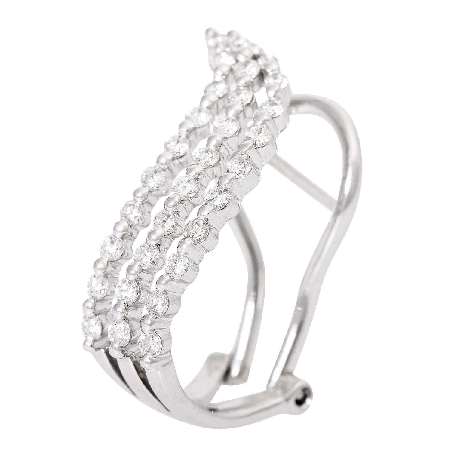 Brilliant Cut Pair of Hoop Earrings with Diamonds For Sale