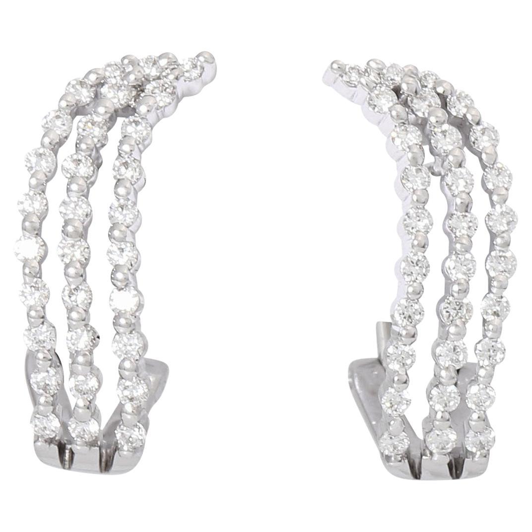 Pair of Hoop Earrings with Diamonds For Sale